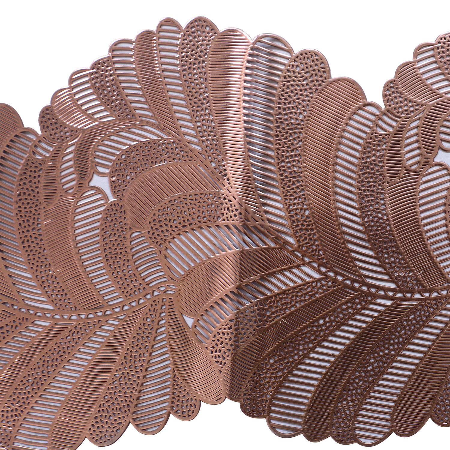 Kuber Industries Table Runner|Leaf Design Washable Non-Slip Table Mats|Centar & Dining Table Decoration Place Mats (Copper)