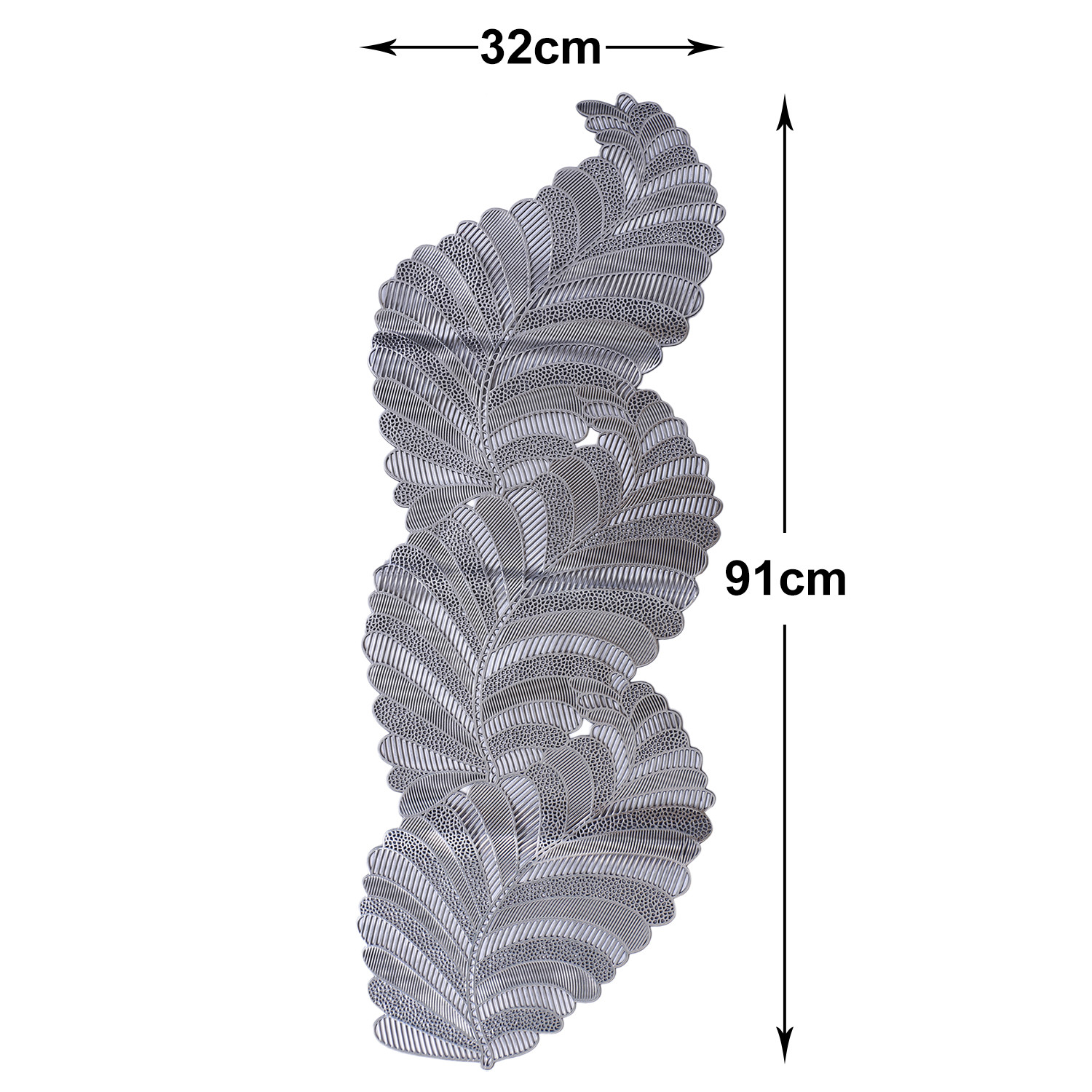 Kuber Industries Table Runner|Leaf Design Washable Non-Slip Table Mats|Centar & Dining Table Decoration Place Mats (Sliver)