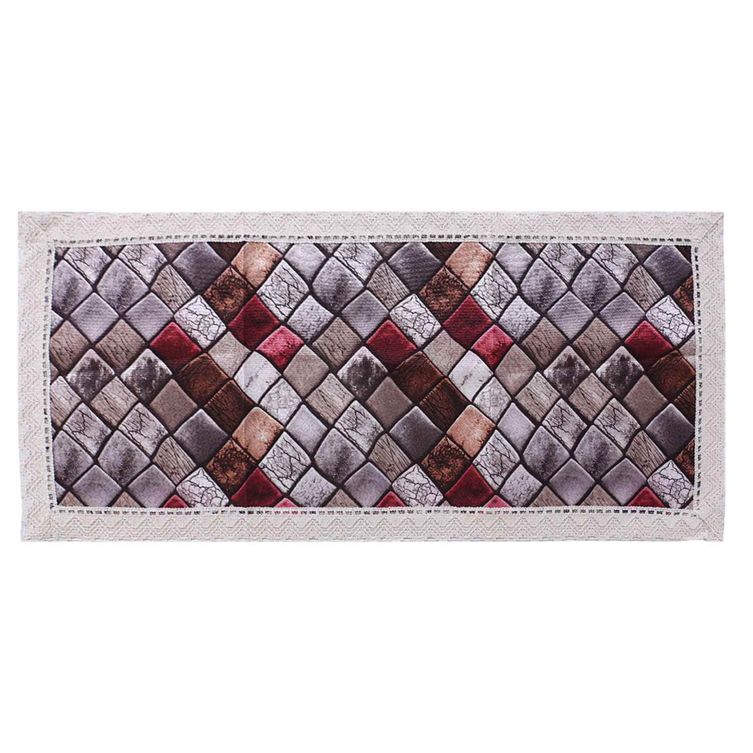 Kuber Industries Table Runner|Poly Cotton Decorative Mosaic Pattern|Tea Table Runner for Everyday Use With Jutelace Border, 34x16 Inch (Multiclour)