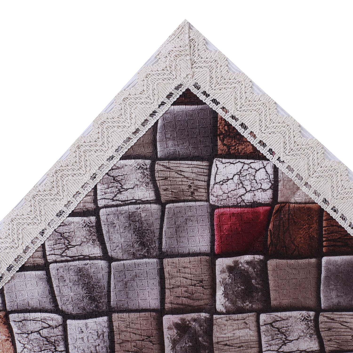 Kuber Industries Table Runner|Poly Cotton Decorative Mosaic Pattern|Tea Table Runner for Everyday Use With Jutelace Border, 34x16 Inch (Multiclour)