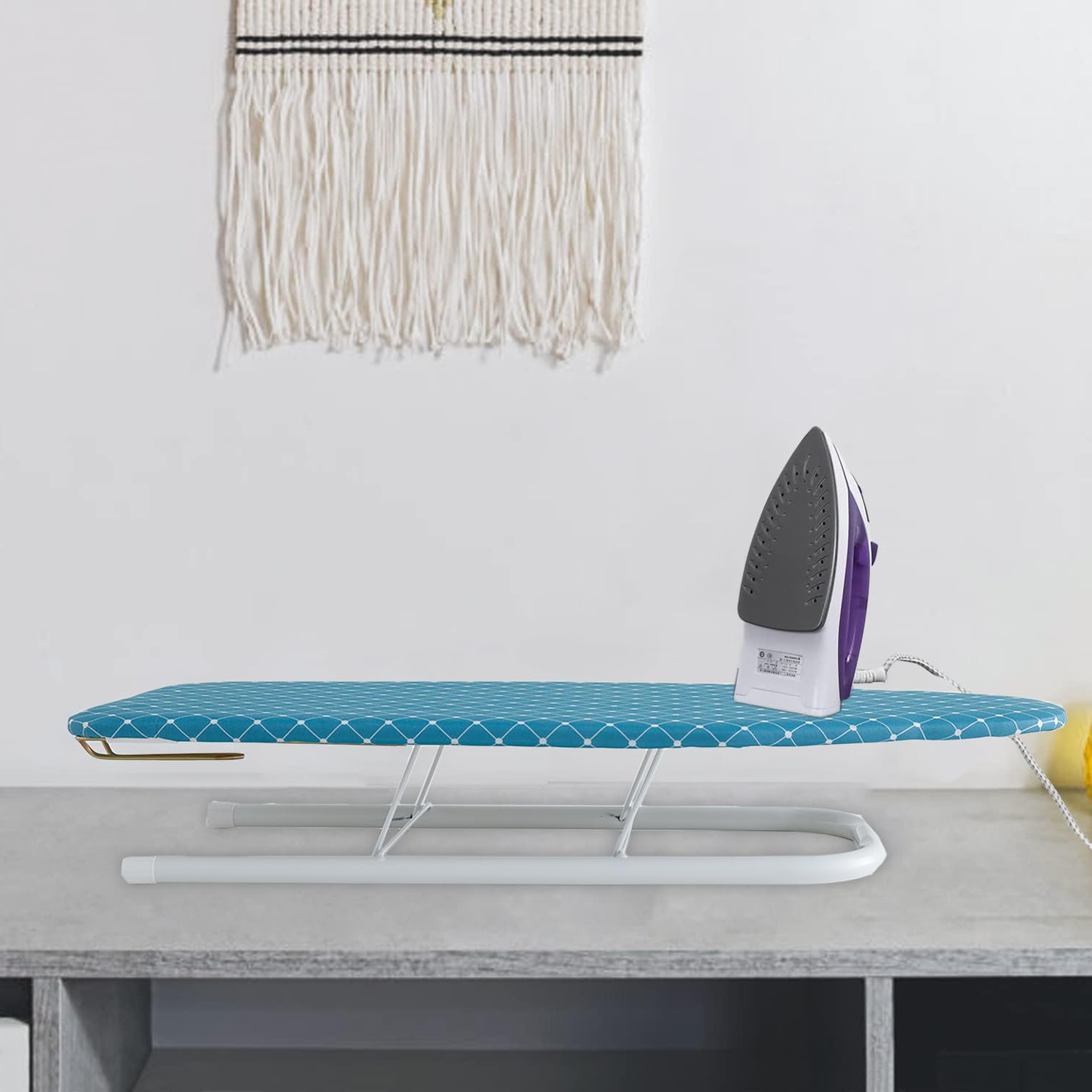 Kuber Industries Tabletop Ironing Board|Ironing Stand For Clothes|Press Table Stand For Home (Blue)