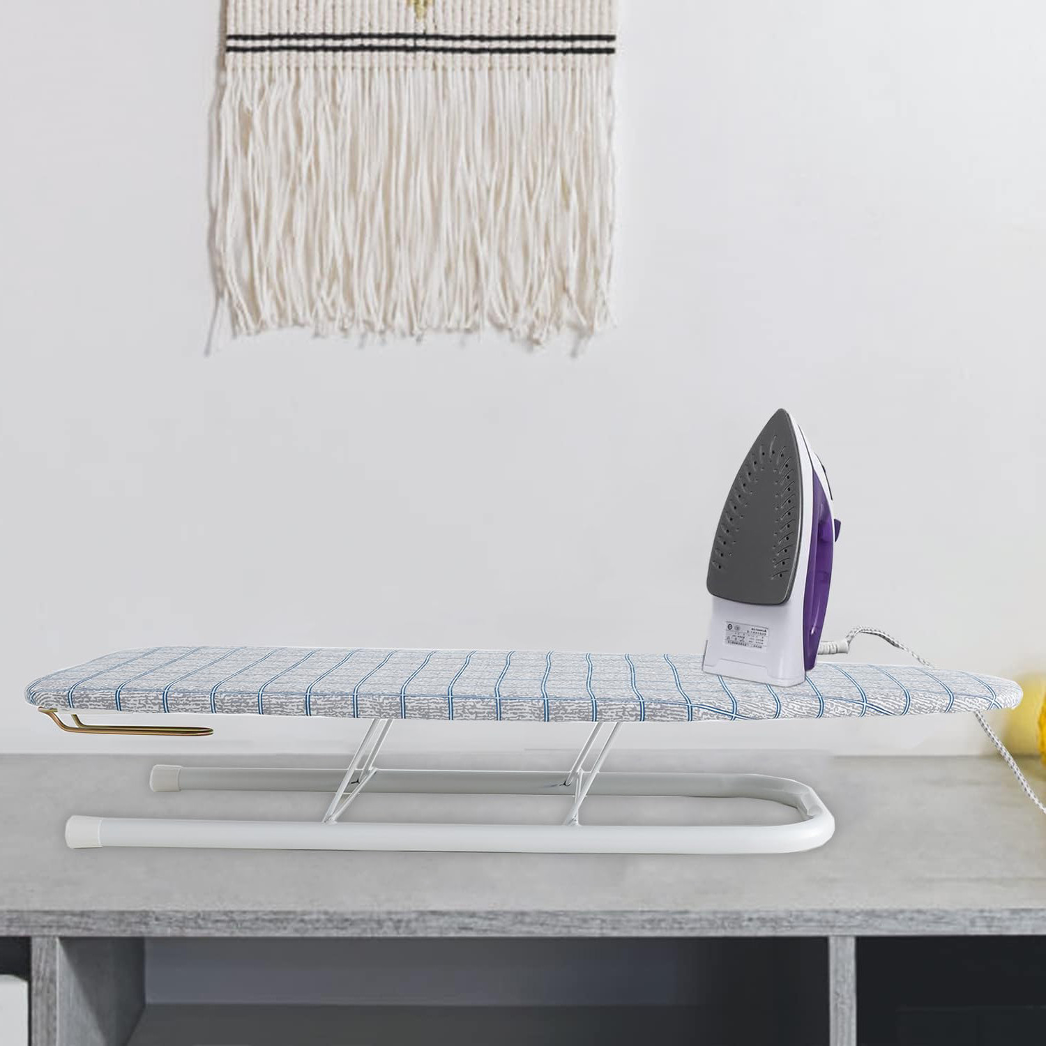 Kuber Industries Tabletop Ironing Board|Ironing Stand For Clothes|Press Table Stand For Home (Grey)