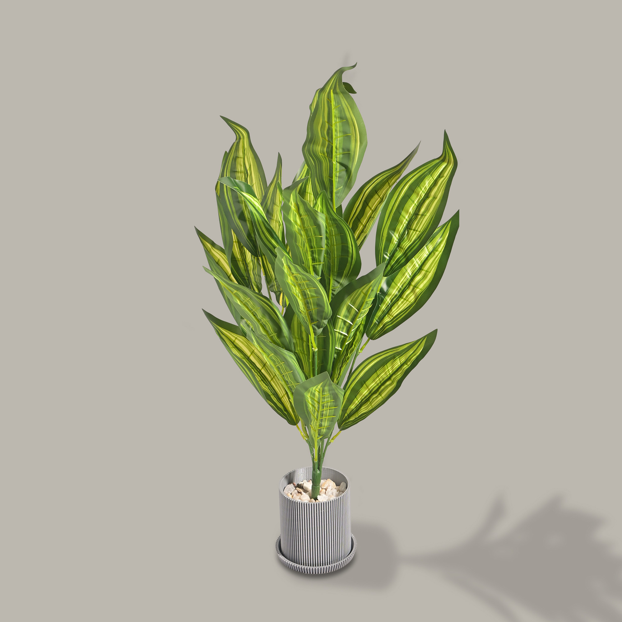 Kuber Industries Tall Artificial Plants with Pot Big Size  Indoor Outdoor Faux Croton Tree for Home Decor  Corner Fake Green Decorative Plants for Living Room Balcony and Office  Light Green