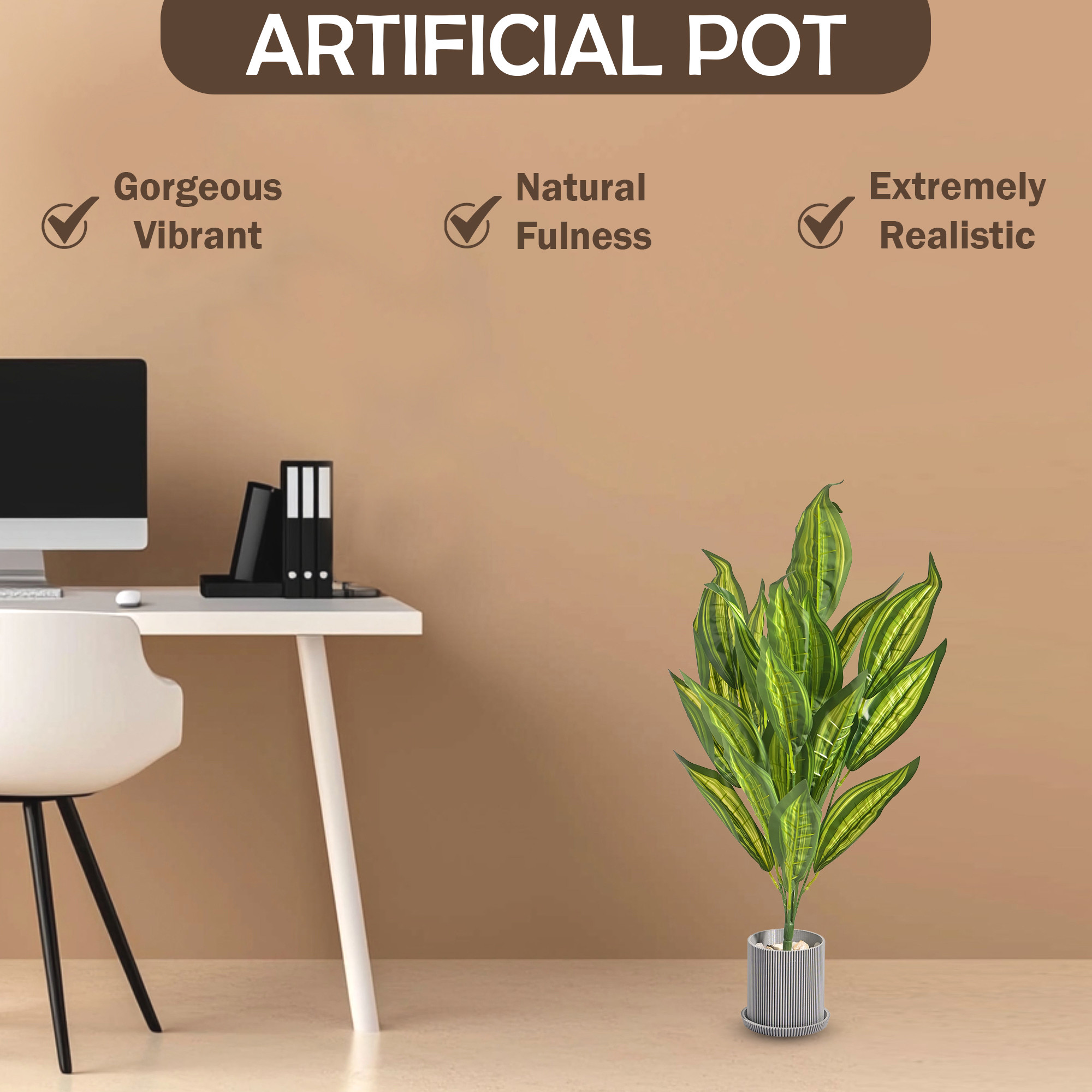 Kuber Industries Tall Artificial Plants with Pot Big Size  Indoor Outdoor Faux Croton Tree for Home Decor  Corner Fake Green Decorative Plants for Living Room Balcony and Office  Light Green