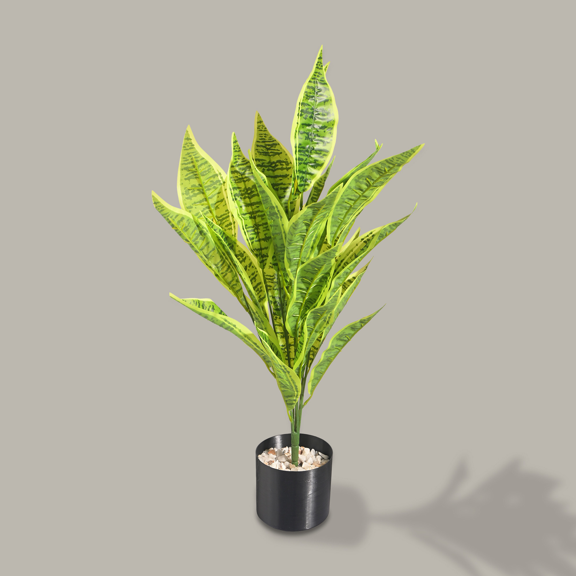 Kuber Industries Tall Artificial Plants with Pot Big Size  Indoor Outdoor Faux Croton Tree for Home Decor  Corner Fake Green Decorative Plants for Living Room Balcony and Office  Green
