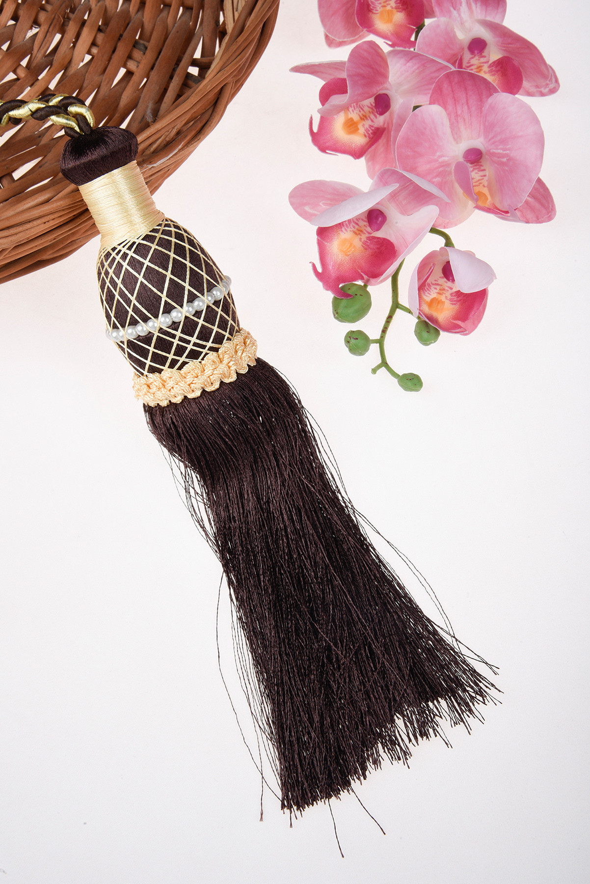 Kuber Industries Tassel Set | Curtain Tie Back Tassel Set | Curtain Holder Tieback | Curtain Tieback | Curtain Holder for Home & Office Décor | Moti Kit Pit Tassel |Brown