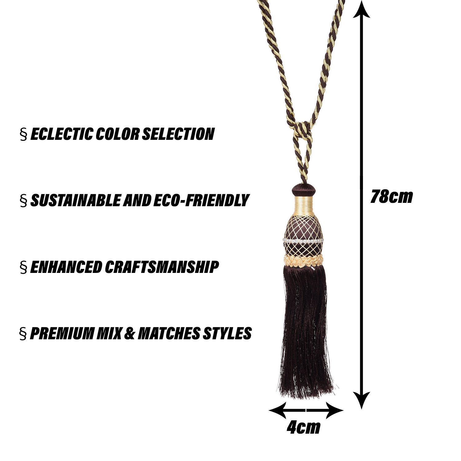 Kuber Industries Tassel Set | Curtain Tie Back Tassel Set | Curtain Holder Tieback | Curtain Tieback | Curtain Holder for Home & Office Décor | Moti Kit Pit Tassel |Brown