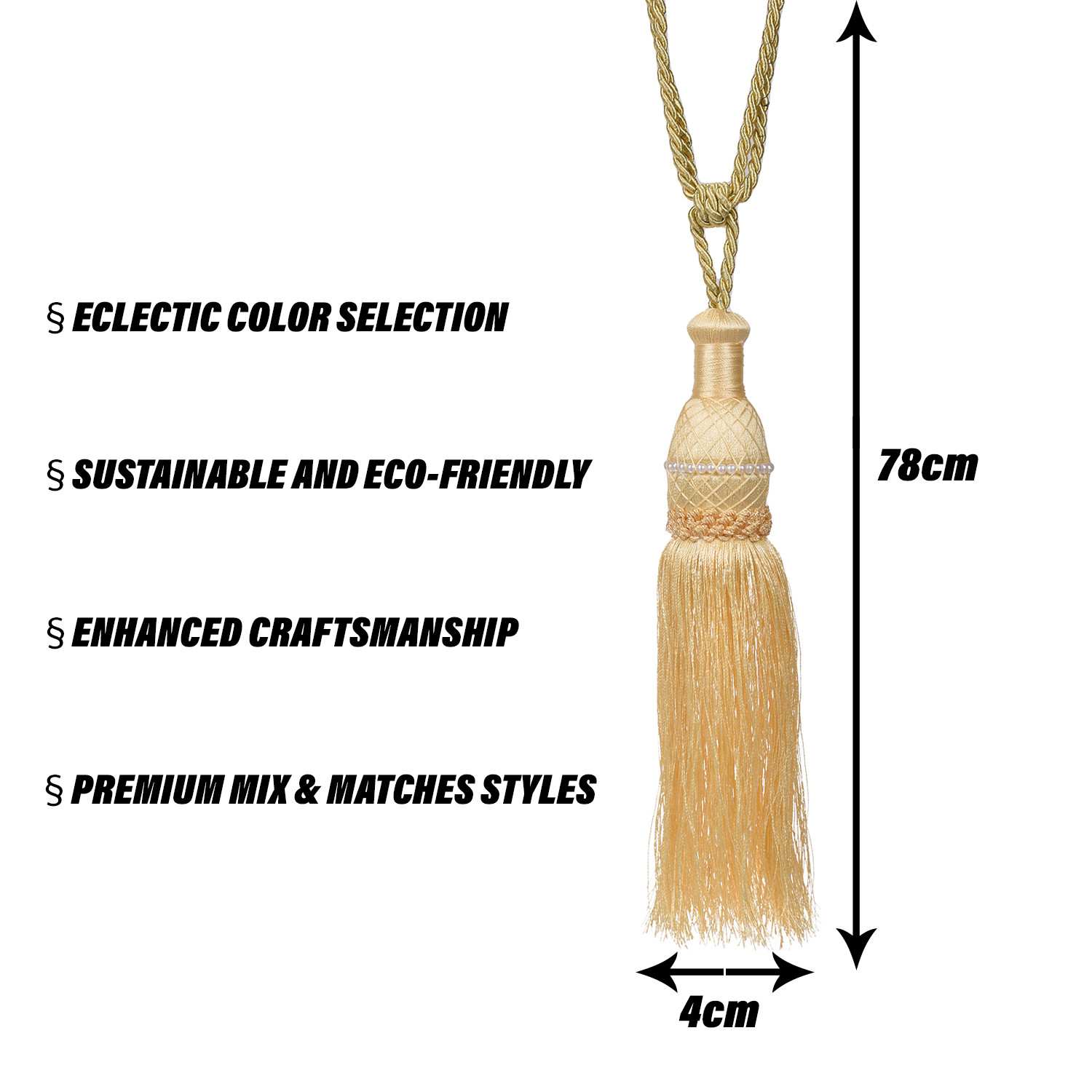 Kuber Industries Tassel Set | Curtain Tie Back Tassel Set | Curtain Holder Tieback | Curtain Tieback | Curtain Holder for Home & Office Décor | Moti Kit Pit Tassel |Cream