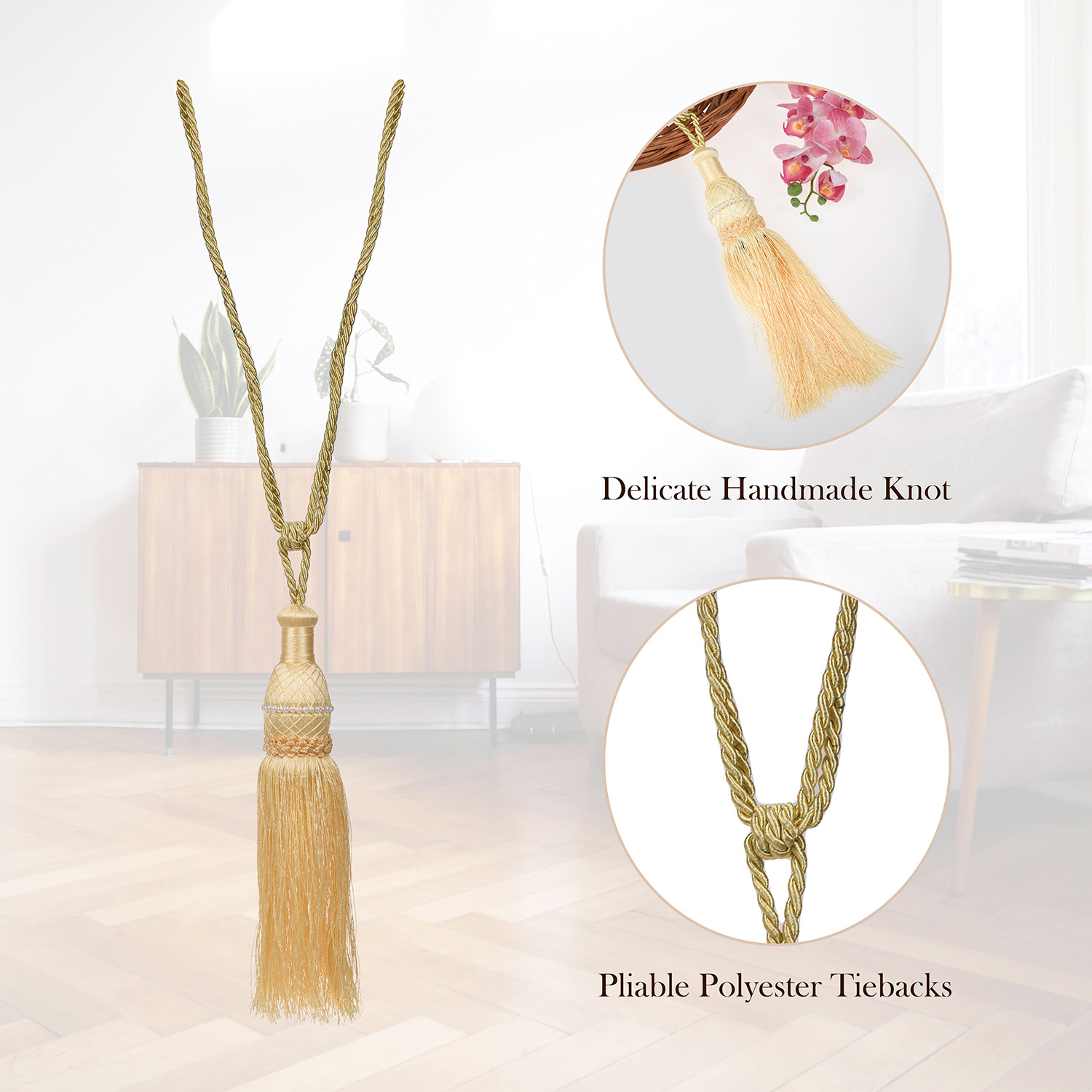 Kuber Industries Tassel Set | Curtain Tie Back Tassel Set | Curtain Holder Tieback | Curtain Tieback | Curtain Holder for Home & Office Décor | Moti Kit Pit Tassel |Cream