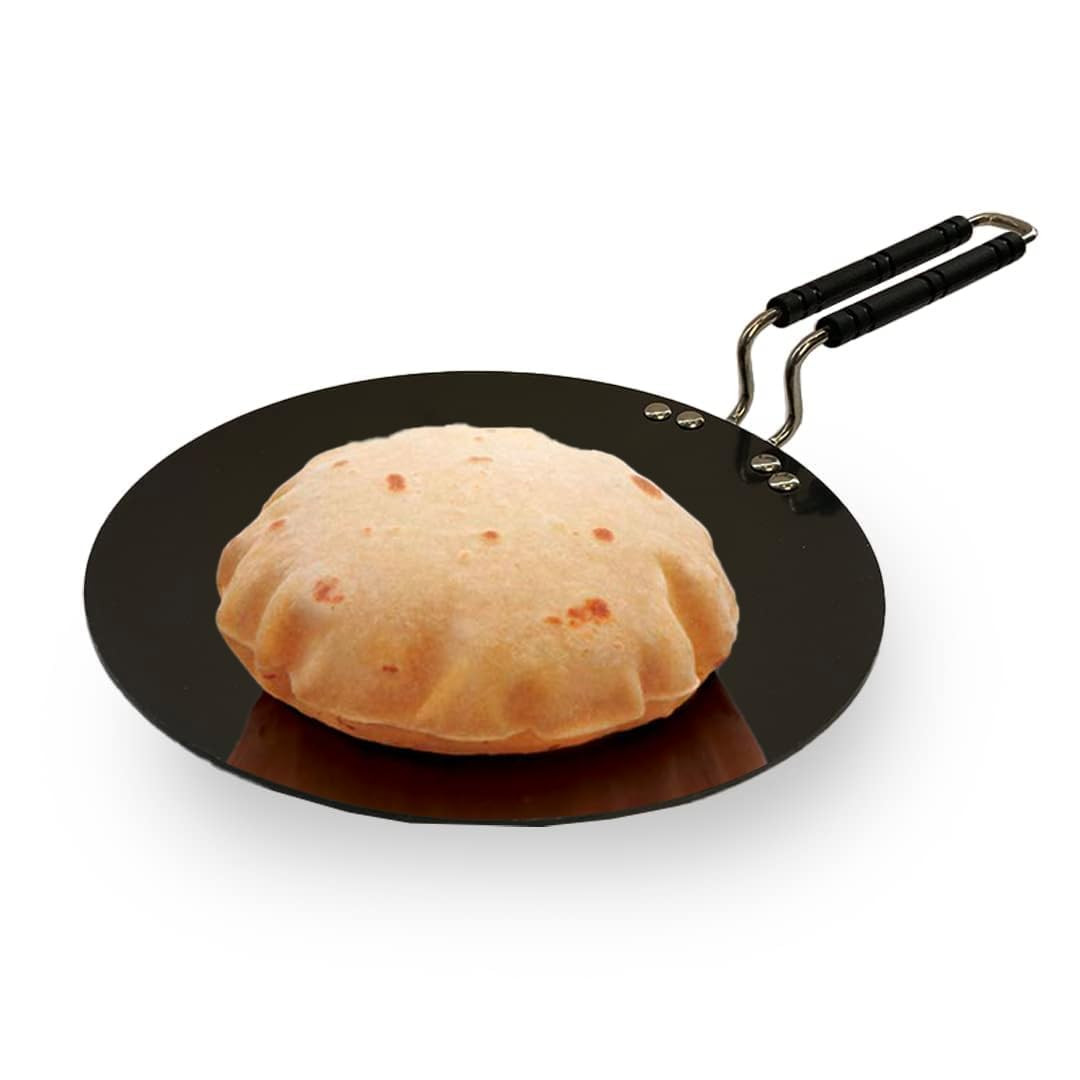 Kuber Industries Tawa with Handle | Hard Anodised Tawa | Triply Roti & Dosa Tawa | Heat Surround Cooking | Stove & Induction Cookware | 27 Cm | Medium | Black