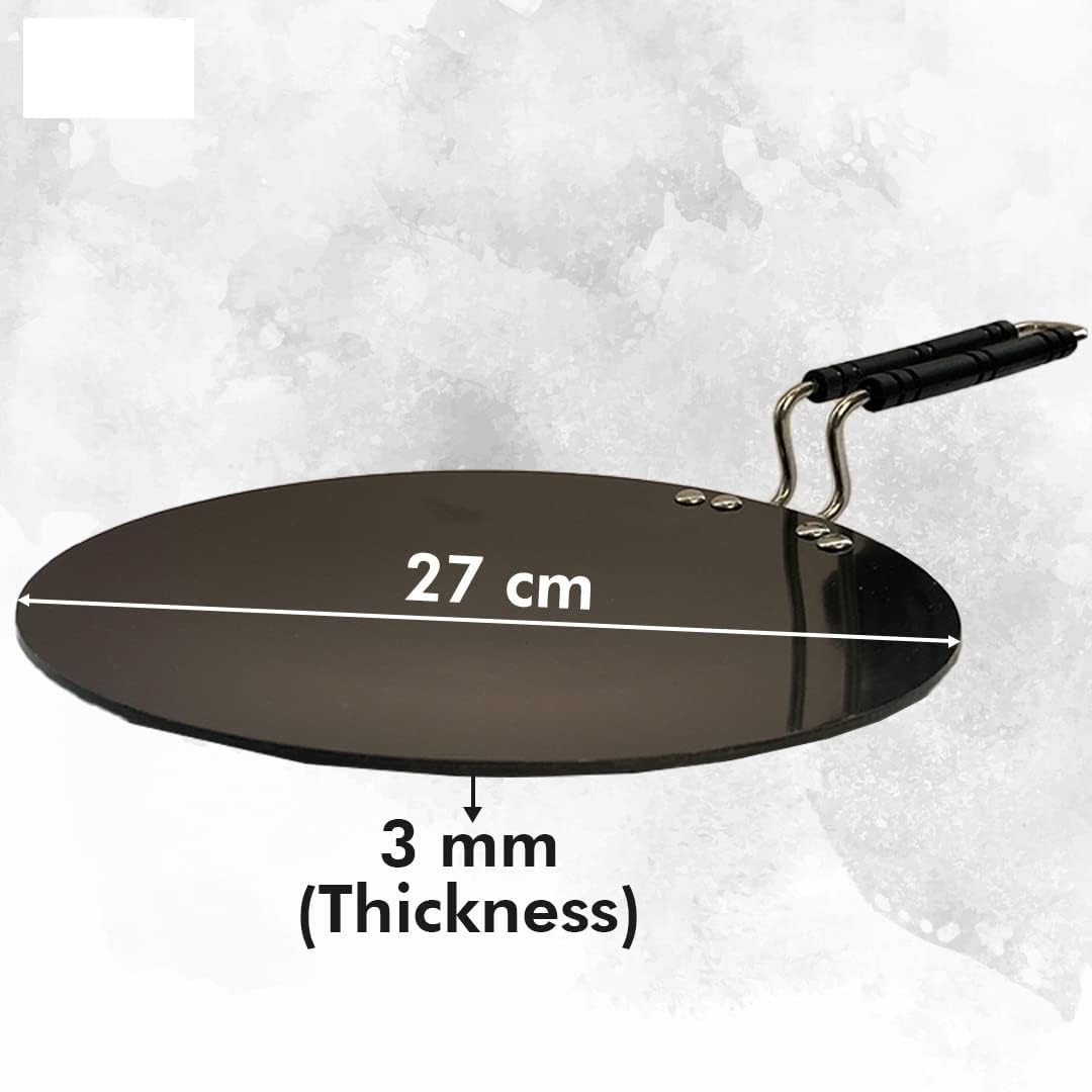 Kuber Industries Tawa with Handle | Hard Anodised Tawa | Triply Roti & Dosa Tawa | Heat Surround Cooking | Stove & Induction Cookware | 27 Cm | Medium | Black