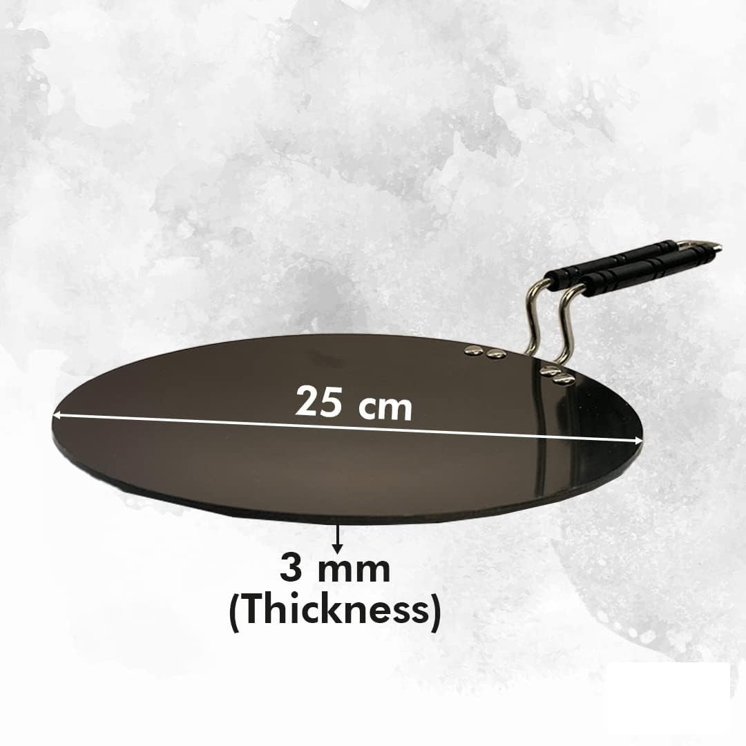 Kuber Industries Tawa with Handle | Hard Anodised Tawa | Triply Roti & Dosa Tawa | Heat Surround Cooking | Stove & Induction Cookware | 25 Cm | Medium | Black