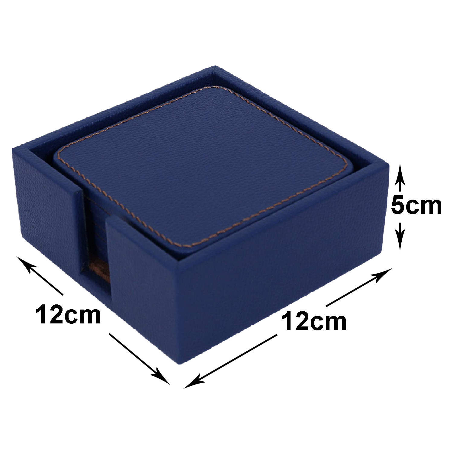 Kuber Industries Tea Coaster|Soft Leather Heat Insulation Tabletop Coasters|Decorative Holder for Tea, Coffee & Office Desk With Stand Set of 6 (Blue)