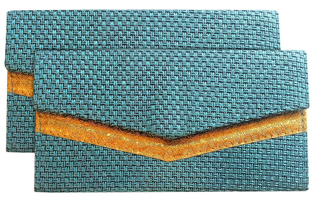 Kuber Industries Tear and Water Resistant Jute Cash Envelope Shagun Gift Envelope For Weddings, Birthdays, Baby Shower, Anniversary With Magnetic Button,(Blue)