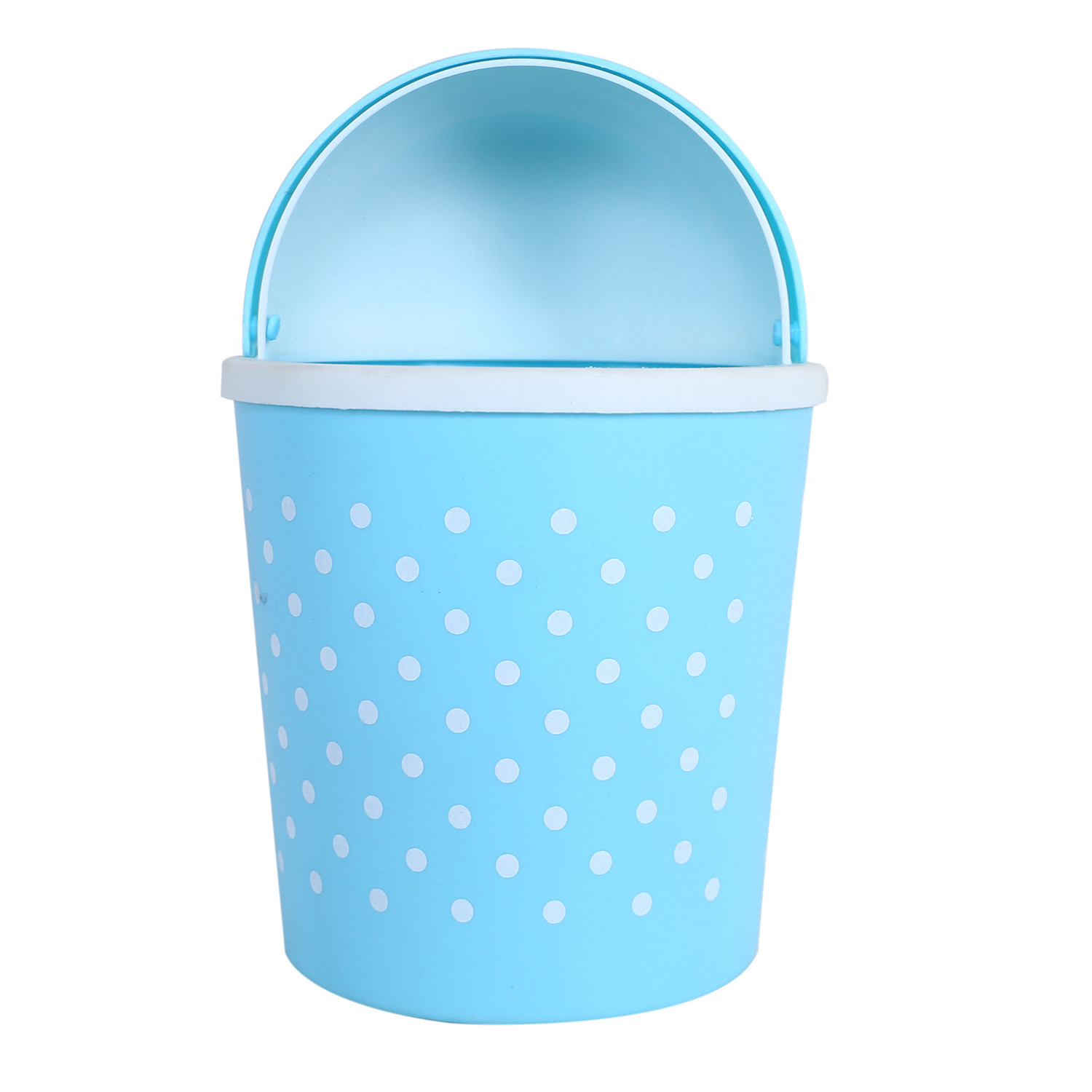 Kuber Industries Teddy Table Dustbin|Plastic Swinging Lid Waste Storage Garbage Bin|Desktop Trash Can For Study Table, Office(Sky Blue)