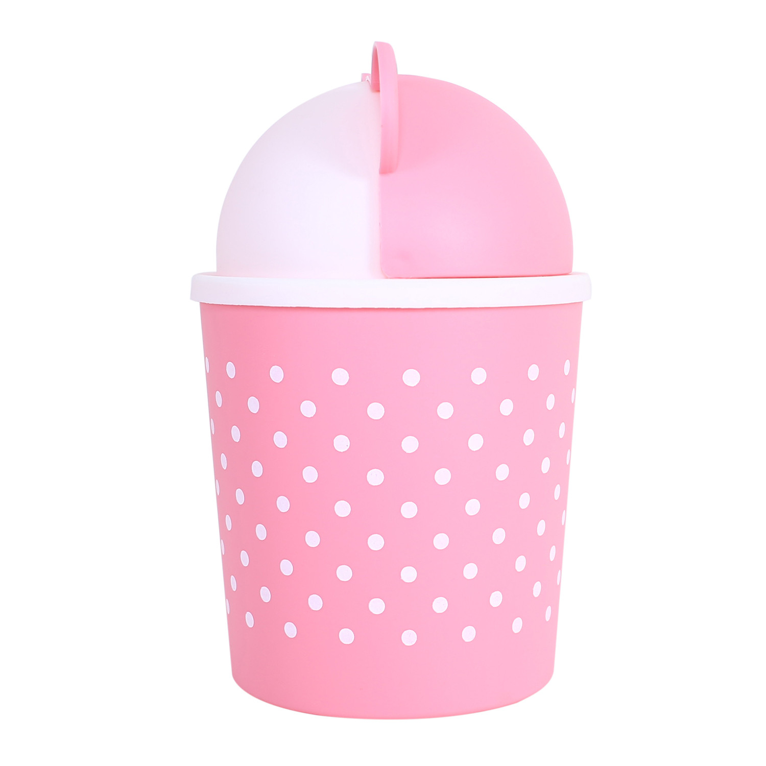 Kuber Industries Teddy Table Dustbin|Plastic Swinging Lid Waste Storage Garbage Bin|Desktop Trash Can For Study Table, Office(Pink)