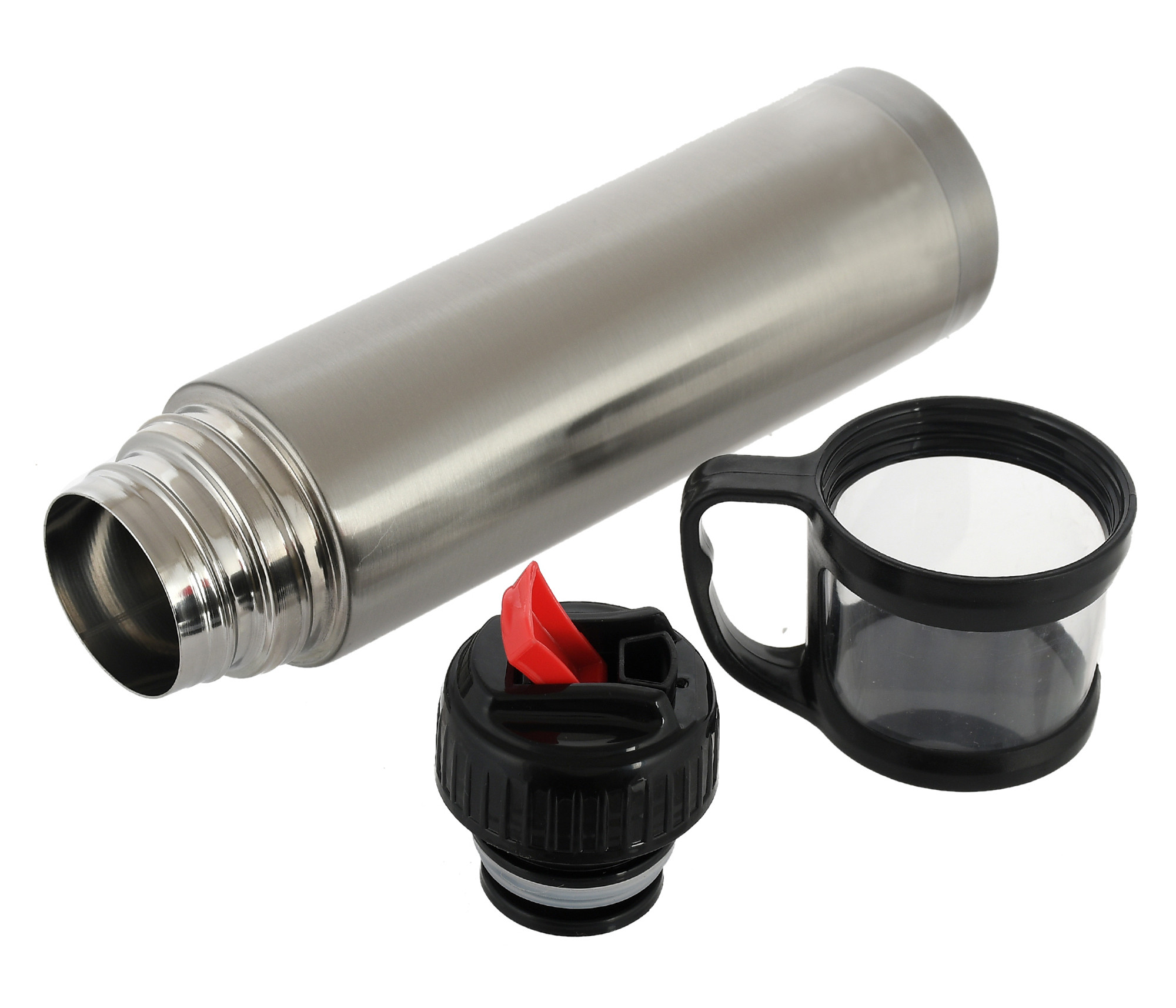 Kuber Industries Thermosteel 24 Hours Hot And Cold Vacuum Flask With Drinking Cup Lid, 500ml (Silver)