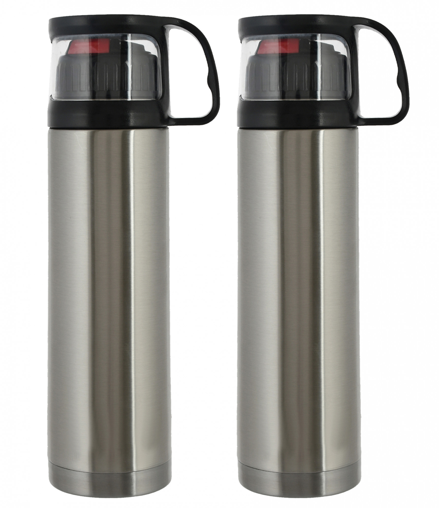 Kuber Industries Thermosteel 24 Hours Hot And Cold Vacuum Flask With Drinking Cup Lid, 500ml (Silver)