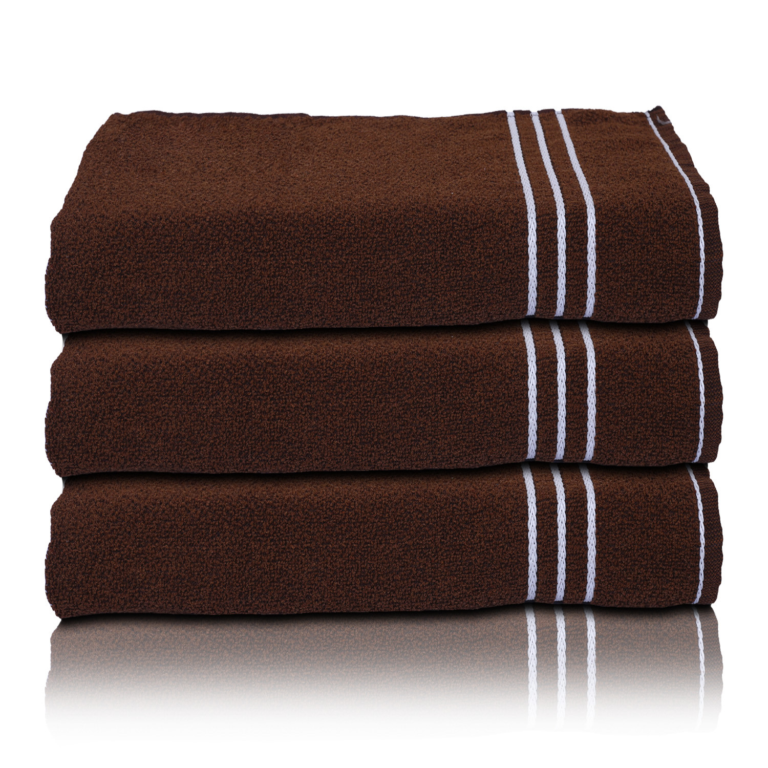 Kuber Industries Three Stripes Design Super Absorbent Cotton Hand Towel|Face Towel for Men,Women & Kids (Brown)
