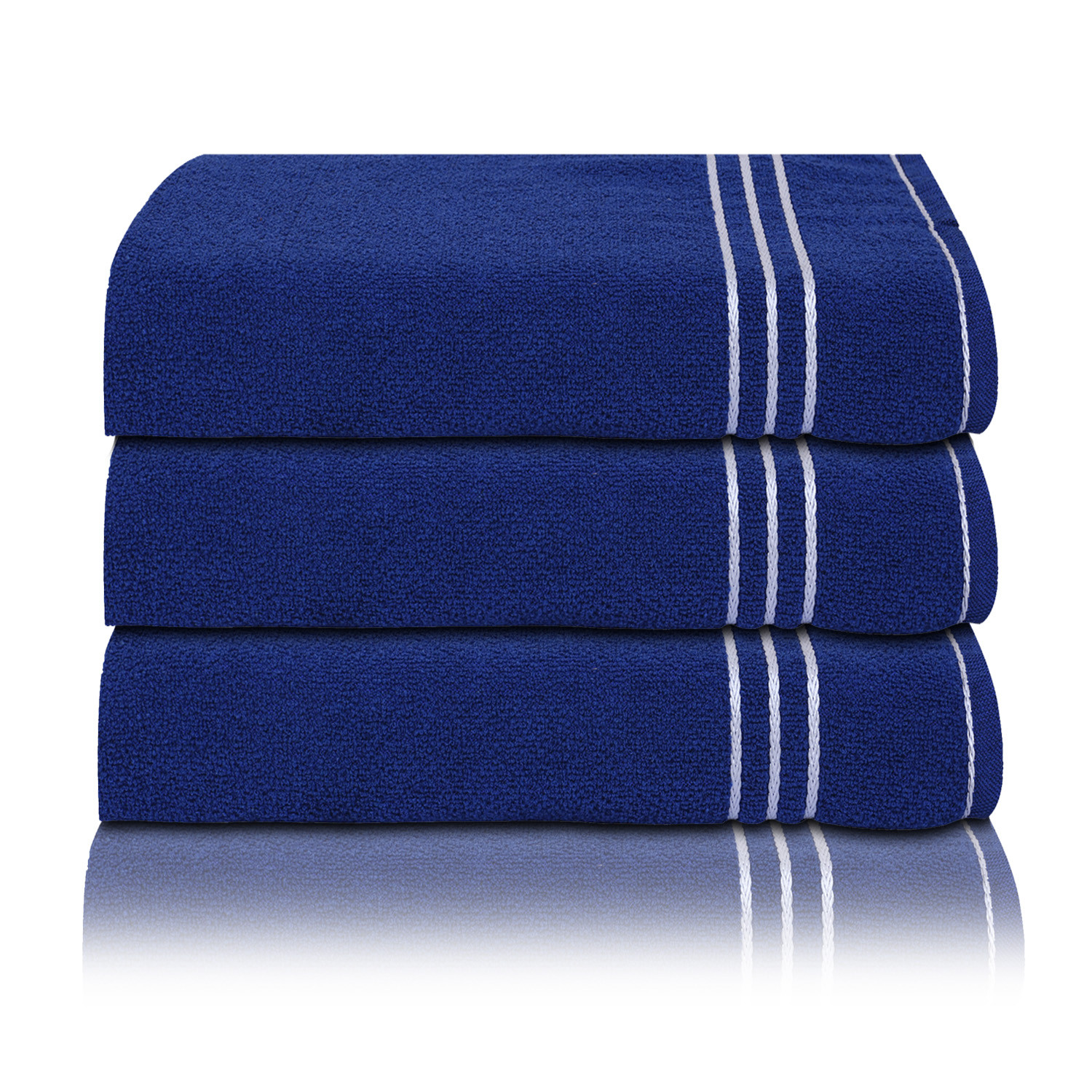 Kuber Industries Three Stripes Design Super Absorbent Cotton Hand Towel|Face Towel for Men,Women & Kids (Blue)