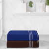 Kuber Industries Three Stripes Design Super Absorbent Cotton Hand Towel|Face Towel for Men,Women &amp; Kids Brown &amp; Blue)