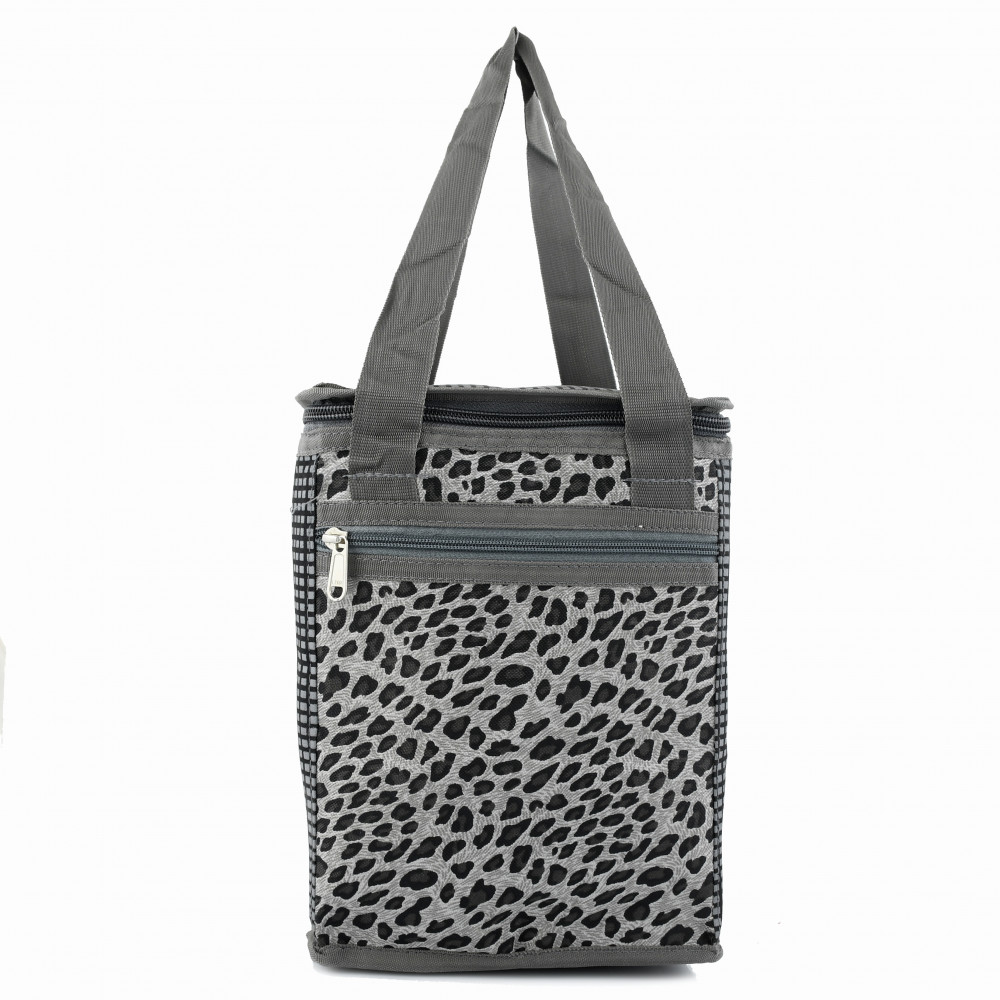 Kuber Industries Tiger Print Design  Canvas Waterproof Lunch Bag, Suitable for 3 Compartment (Grey)  -CTKTC38973