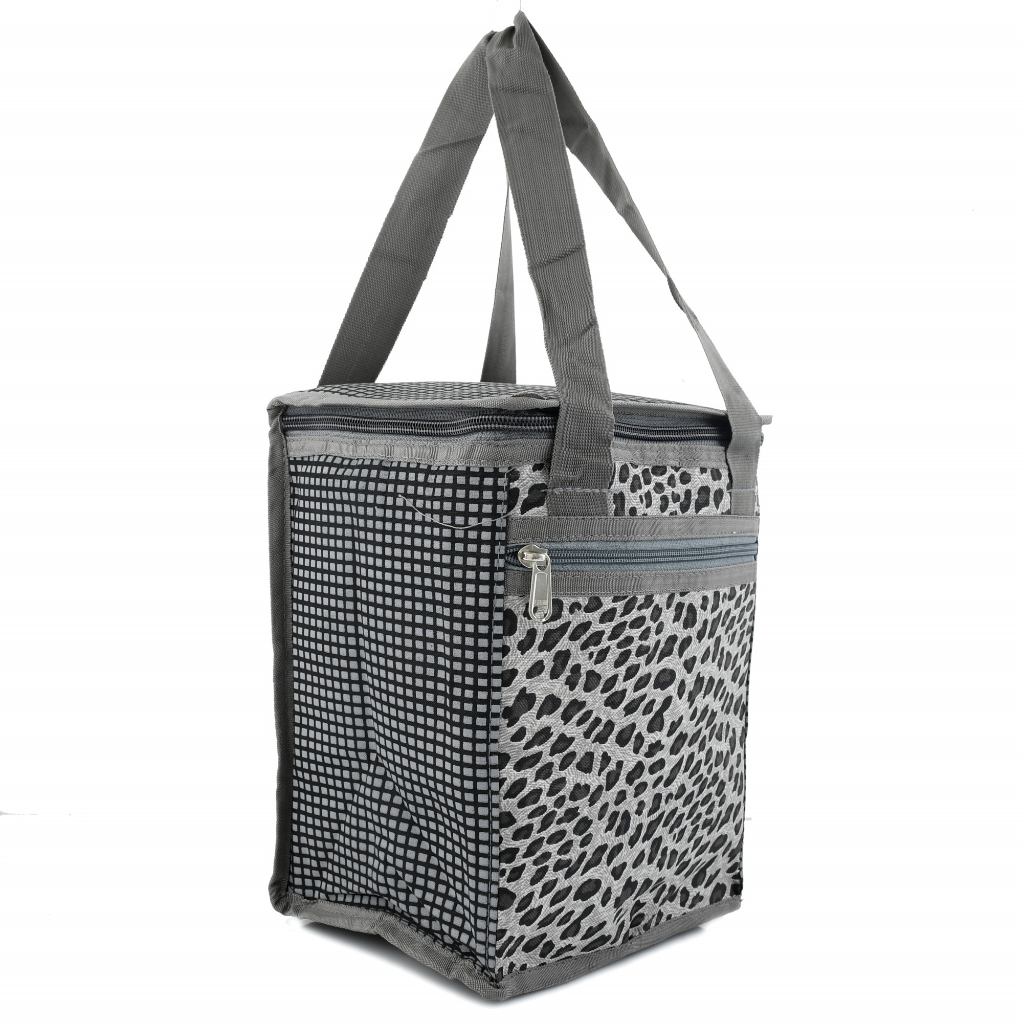 Kuber Industries Tiger Print Design  Canvas Waterproof Lunch Bag, Suitable for 3 Compartment (Grey)  -CTKTC38973