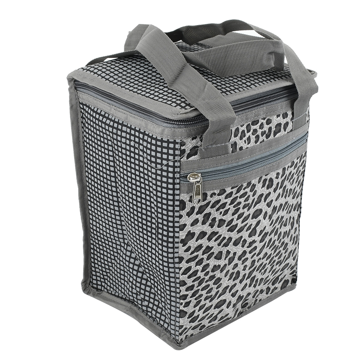 Kuber Industries Tiger Print Design  Canvas Waterproof Lunch Bag, Suitable for 3 Compartment (Grey)  -CTKTC38973
