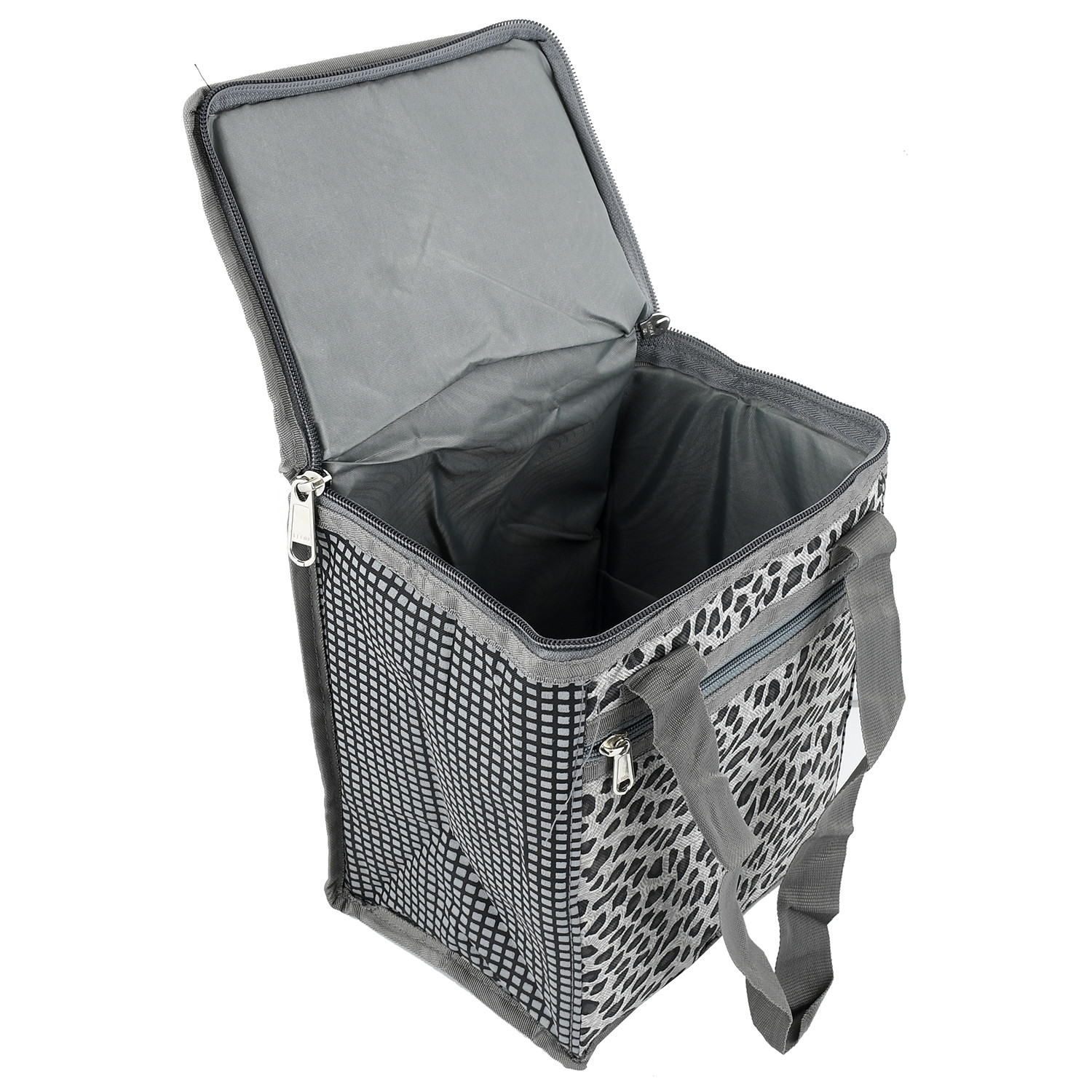 Kuber Industries Tiger Print Design  Canvas Waterproof Lunch Bag, Suitable for 3 Compartment (Grey)  -CTKTC38973