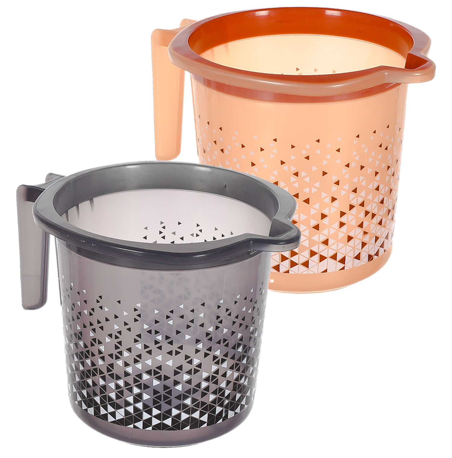 Kuber Industries Tinted Print Plastic Bathroom Mug 1.5 Litre- (Beige & Black)-46KM0243