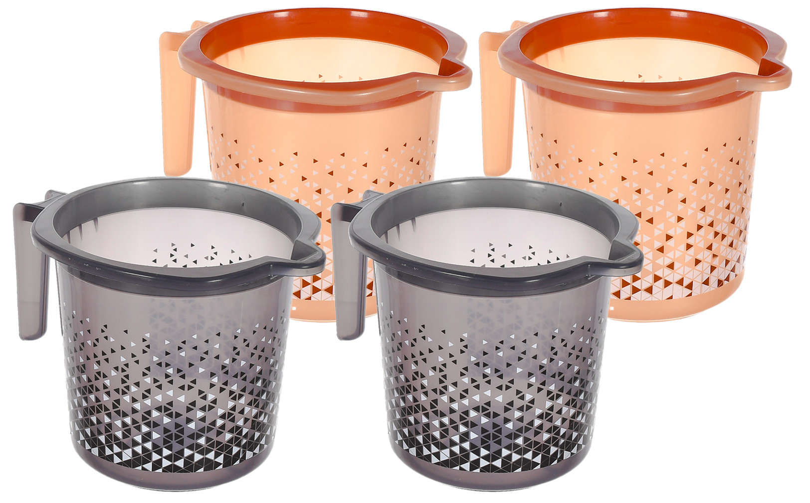 Kuber Industries Tinted Print Plastic Bathroom Mug 1.5 Litre- (Beige & Black)-46KM0243