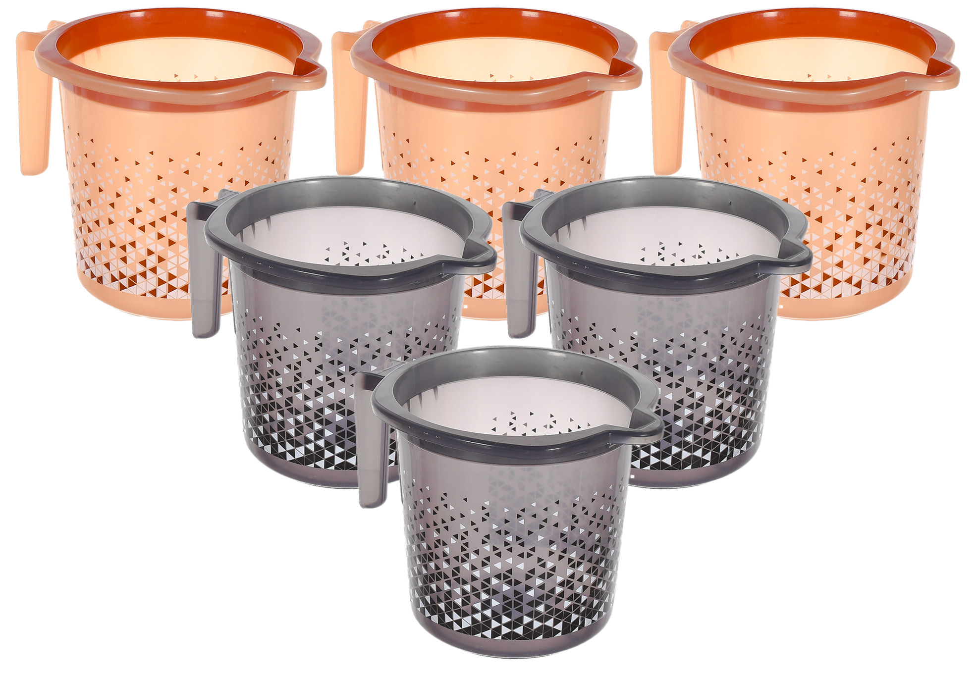 Kuber Industries Tinted Print Plastic Bathroom Mug 1.5 Litre- (Beige & Black)-46KM0243