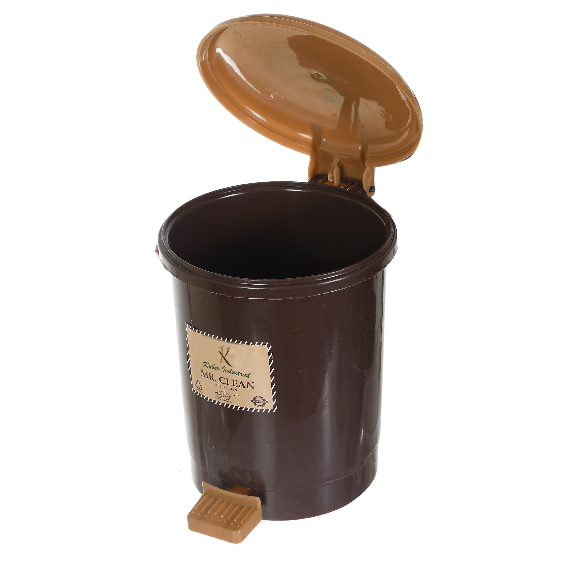 Kuber Industries Tiny Countertop Trash Bin, Mini Desktop Garbage Bin with Padal (Brown & Coffee)-Pack of 2