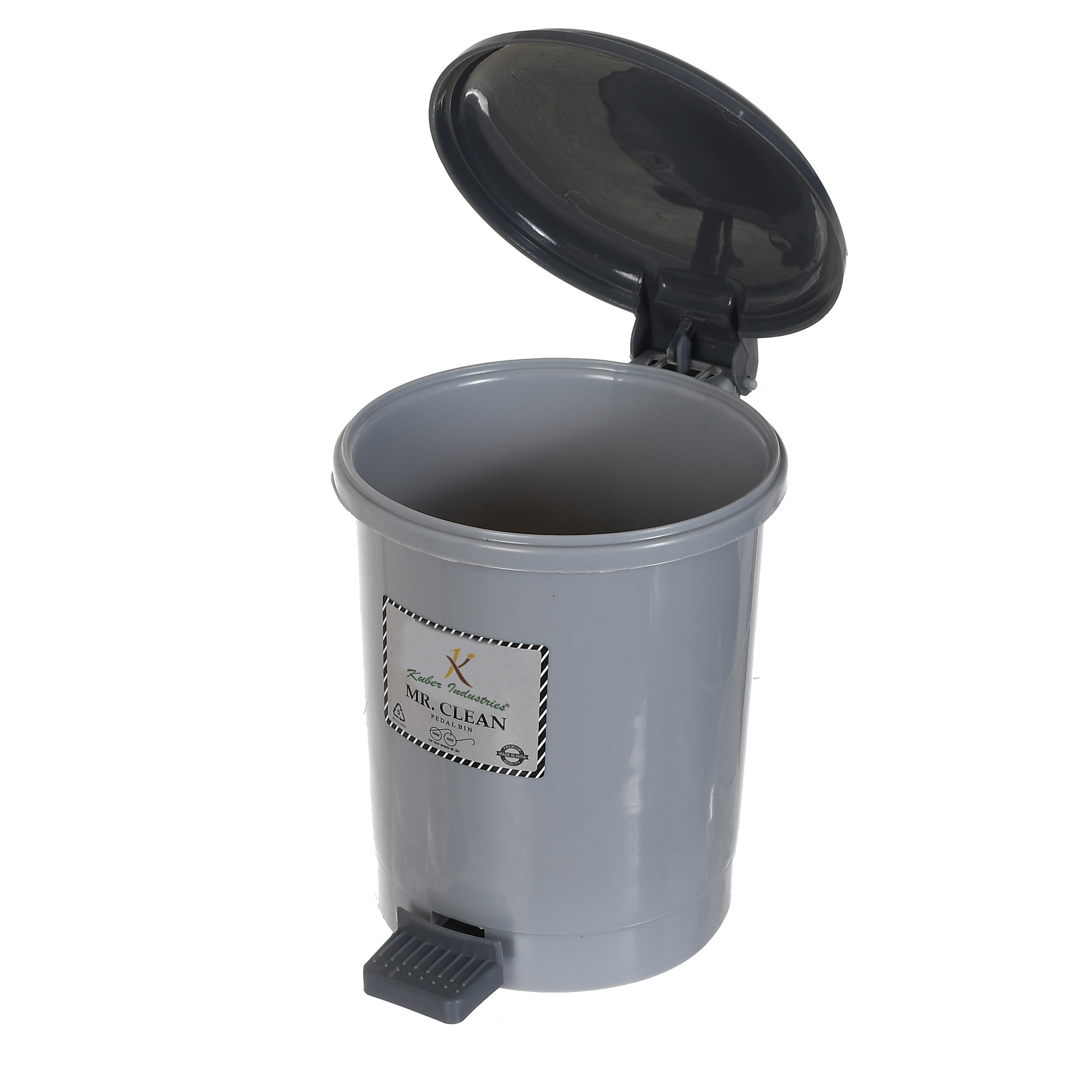Kuber Industries Tiny Countertop Trash Bin, Mini Desktop Garbage Bin with Padal (Grey)
