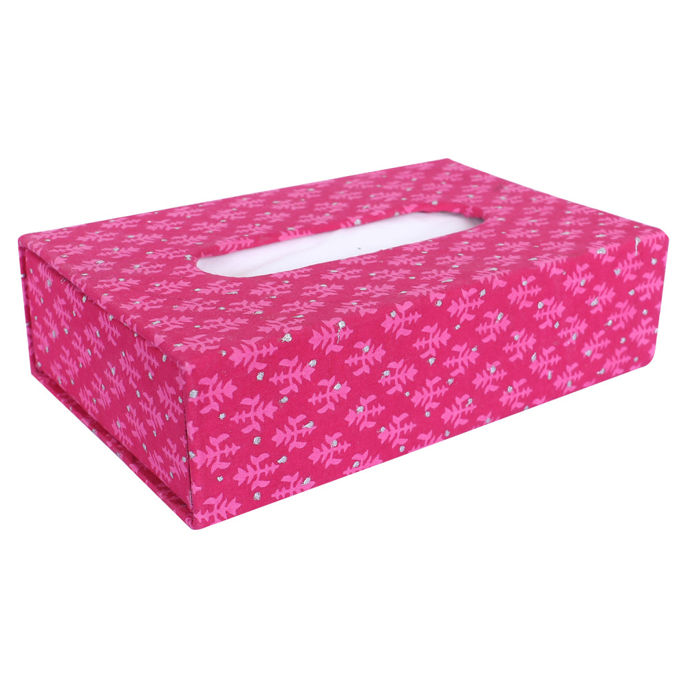 Kuber Industries Tissue Paper Box | Cardboard Tissue Paper Holder | Pink Leaf Tissue Box | Tissue Paper Box for Car | Paper Napkin Holder Hotel | Office | Pink