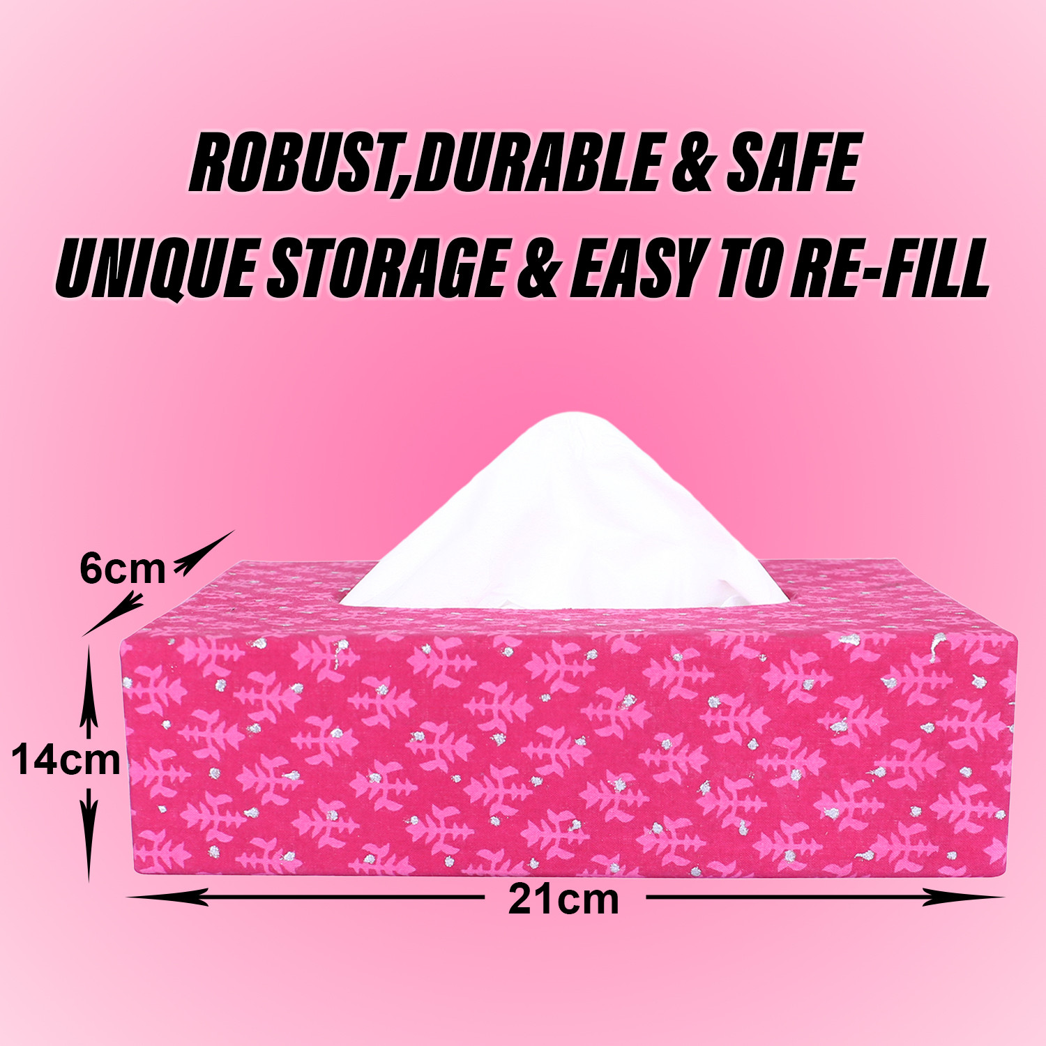 Kuber Industries Tissue Paper Box | Cardboard Tissue Paper Holder | Pink Leaf Tissue Box | Tissue Paper Box for Car | Paper Napkin Holder Hotel | Office | Pink