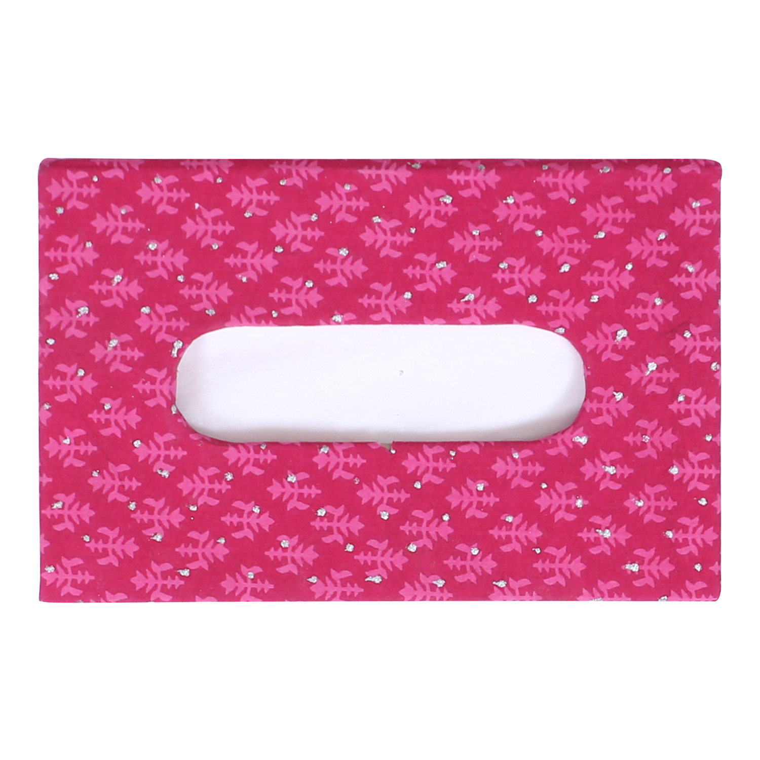 Kuber Industries Tissue Paper Box | Cardboard Tissue Paper Holder | Pink Leaf Tissue Box | Tissue Paper Box for Car | Paper Napkin Holder Hotel | Office | Pink