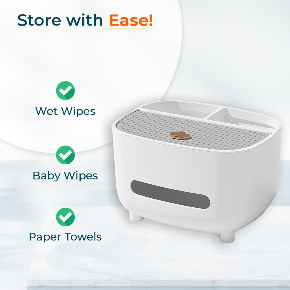 Kuber Industries Tissue Paper Box with Storage|Tissue Holder Dispenser for Bathroom, Car|White