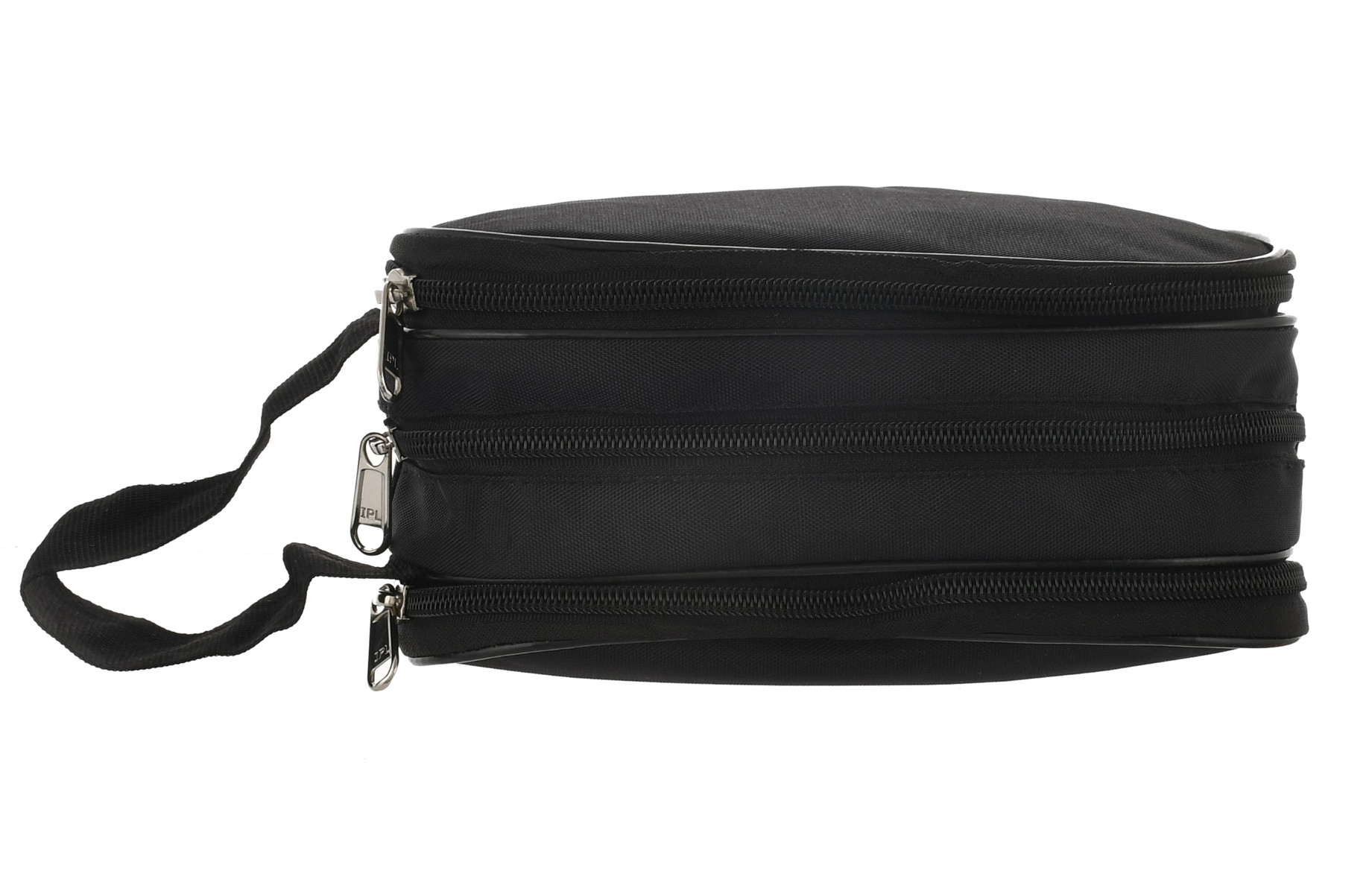 Kuber Industries Toilerty bag, Shaving Kit, Cosmetic Bag For Travel Accessories With 3 Zipper Comparments & Carrying Strip (Black)-HS43KUBMART26607