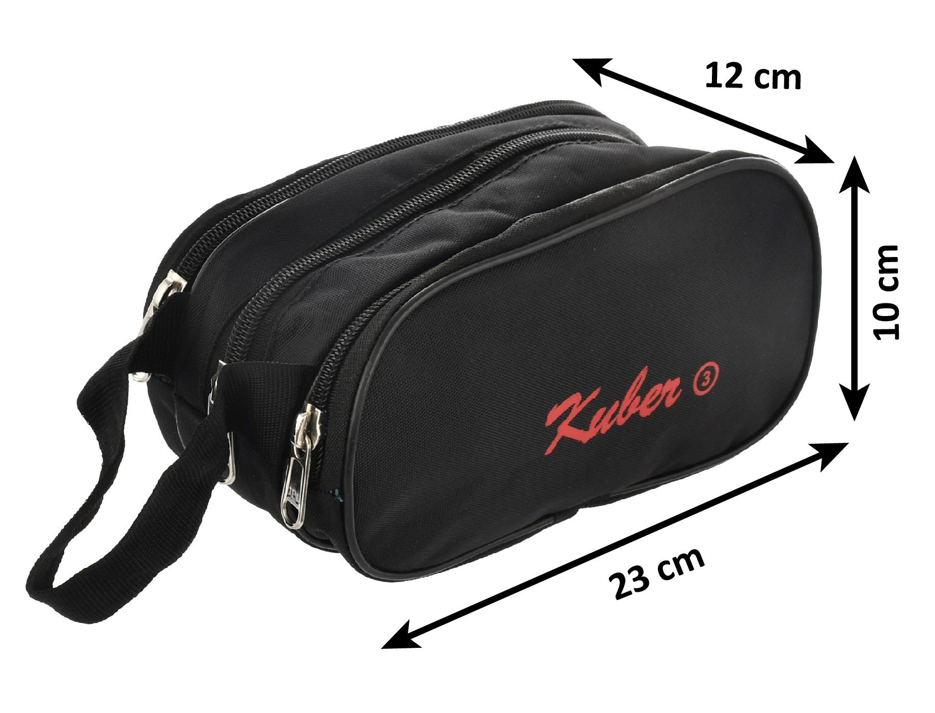 Kuber Industries Toilerty bag, Shaving Kit, Cosmetic Bag For Travel Accessories With 3 Zipper Comparments & Carrying Strip (Black)-HS43KUBMART26607