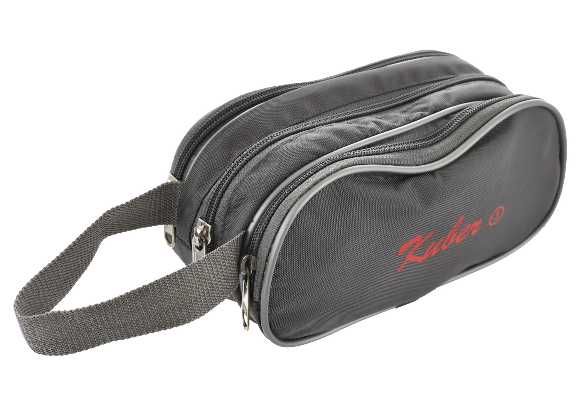 Kuber Industries Toilerty bag, Shaving Kit, Cosmetic Bag For Travel Accessories With 3 Zipper Comparments & Carrying Strip (Grey)-HS43KUBMART26611