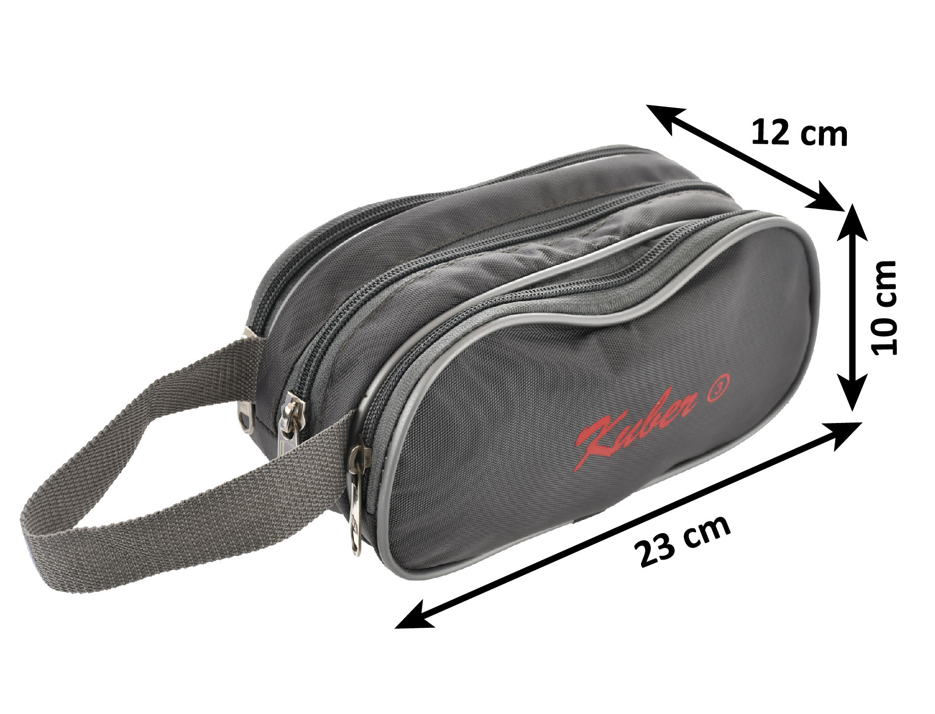 Kuber Industries Toilerty bag, Shaving Kit, Cosmetic Bag For Travel Accessories With 3 Zipper Comparments & Carrying Strip (Grey)-HS43KUBMART26611