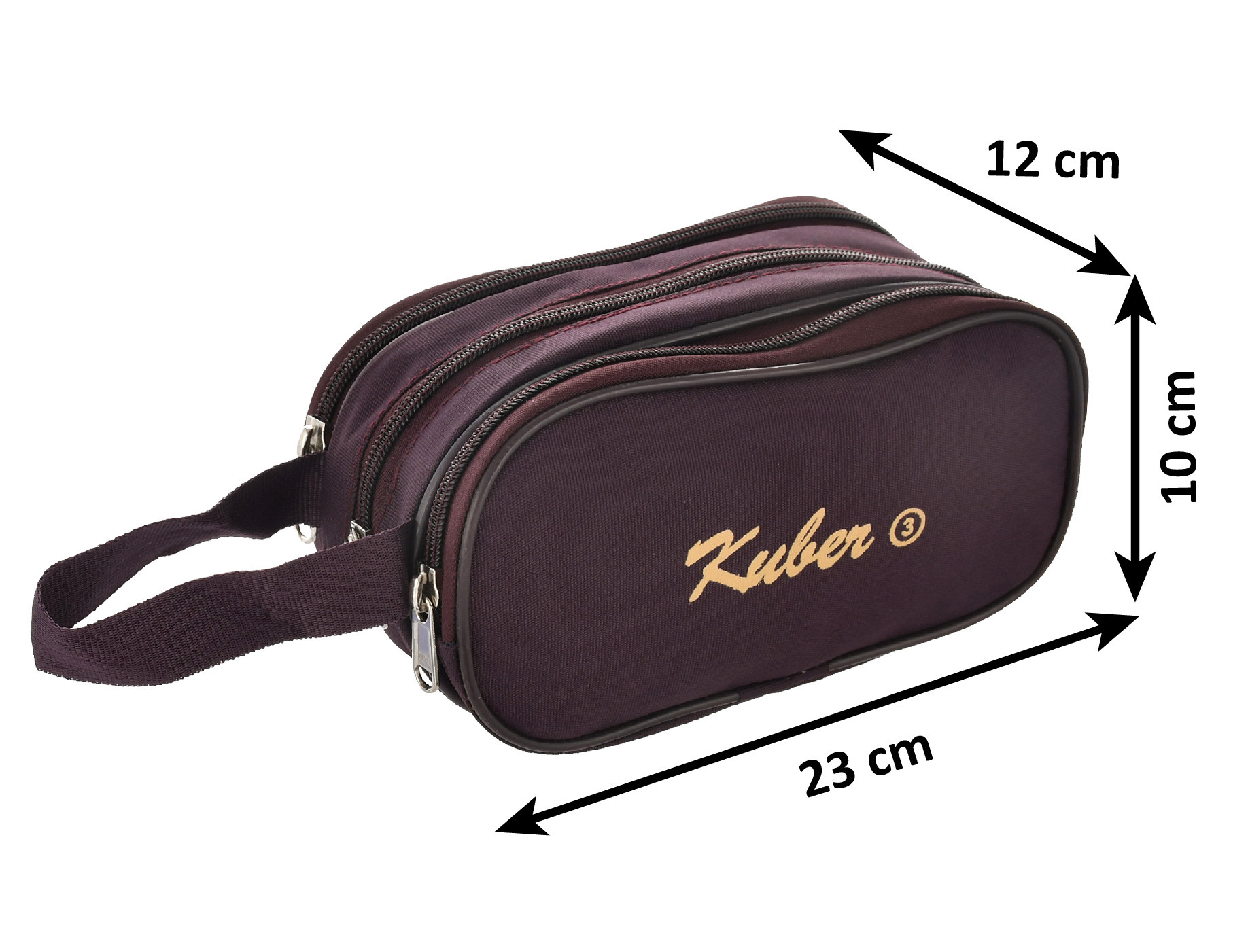 Kuber Industries Toilerty bag, Shaving Kit, Cosmetic Bag For Travel Accessories With 3 Zipper Comparments & Carrying Strip (Maroon)-HS43KUBMART26615