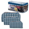 Kuber Industries Toiletry Organizer|4 Piece Vanity &amp; Cosmetic Pouch Set|PVC Check Print Transparent Travel Organizer with Handle for Men &amp; Women (Turquoise)