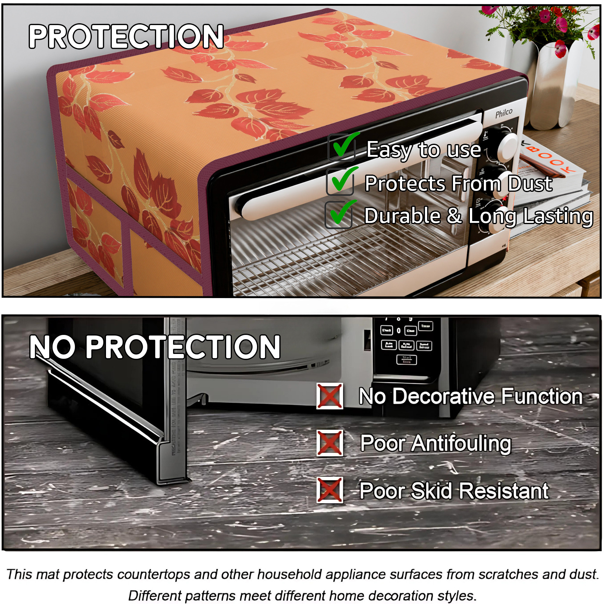 Kuber Industries Top Microwave Cover With 4 Storage Pockets  Otg Oven Accessories for Durable  Dustroof Kitchen Decor  Leaf Red
