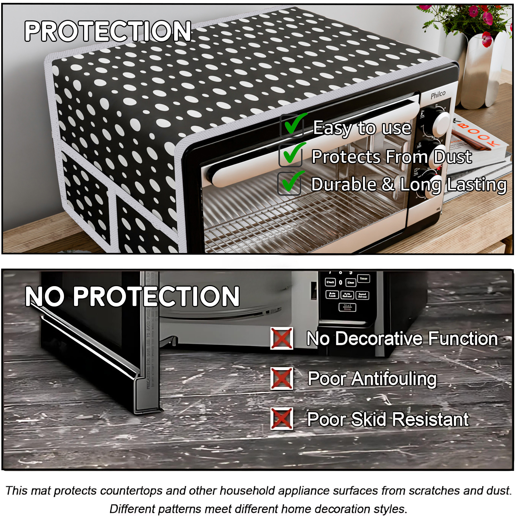 Kuber Industries Top Microwave Cover With 4 Storage Pockets  Otg Oven Accessories for Durable  Dustroof Kitchen Decor  Dots Grey