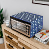 Top Microwave Cover With 4 Storage Pockets | Otg Oven Accessories for Durable &amp; Dustroof Kitchen Decor | Dots Blue &amp; White