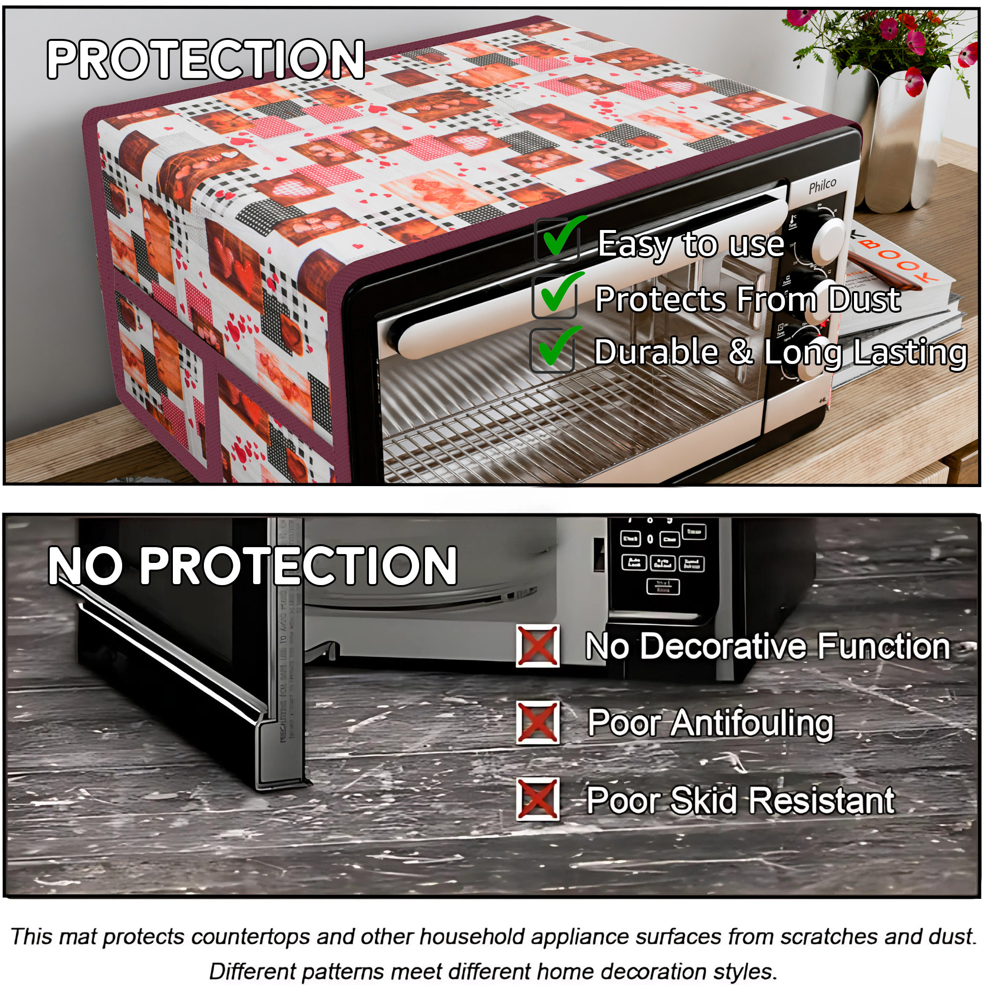 Kuber Industries Top Microwave Cover With 4 Storage Pockets  Otg Oven Accessories for Durable  Dustroof Kitchen Decor  Dil Check White