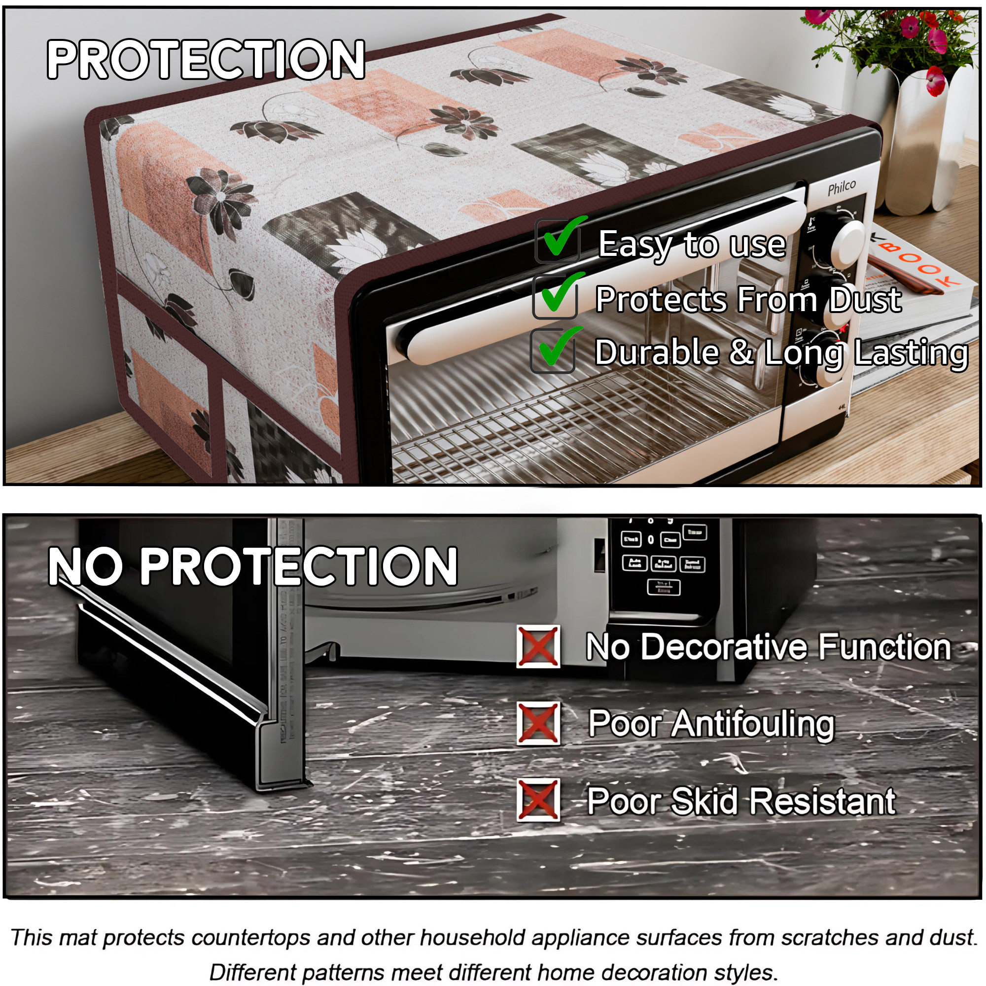 Kuber Industries Top Microwave Cover With 4 Storage Pockets  Otg Oven Accessories for Durable  Dustroof Kitchen Decor  Lotus Cream  Brown