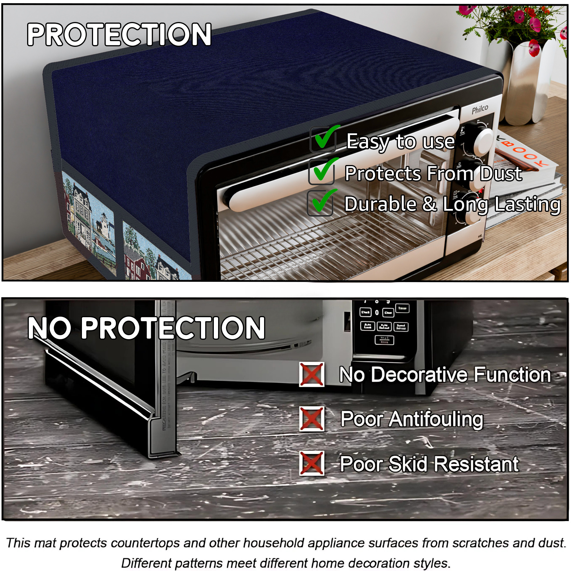 Kuber Industries Top Microwave Cover With 4 Storage Pockets  Otg Oven Accessories for Durable  Dustroof Kitchen Decor  Dark Blue